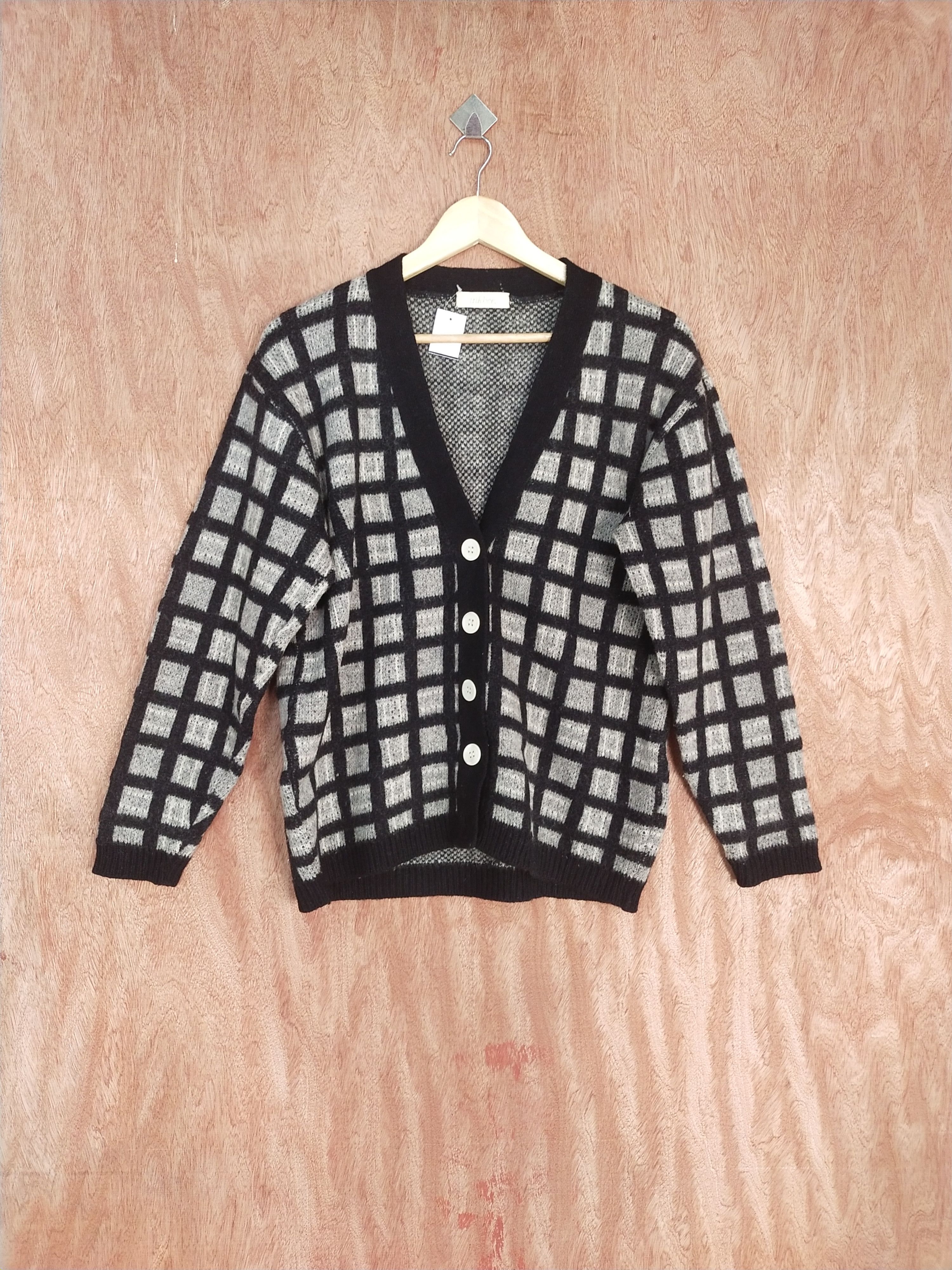 Homespun Knitwear × Japanese Brand Inkbee gray/black checkered knitwear cardigan #S074 Size US M / EU 48-50 / 2 - 1 Thumbnail