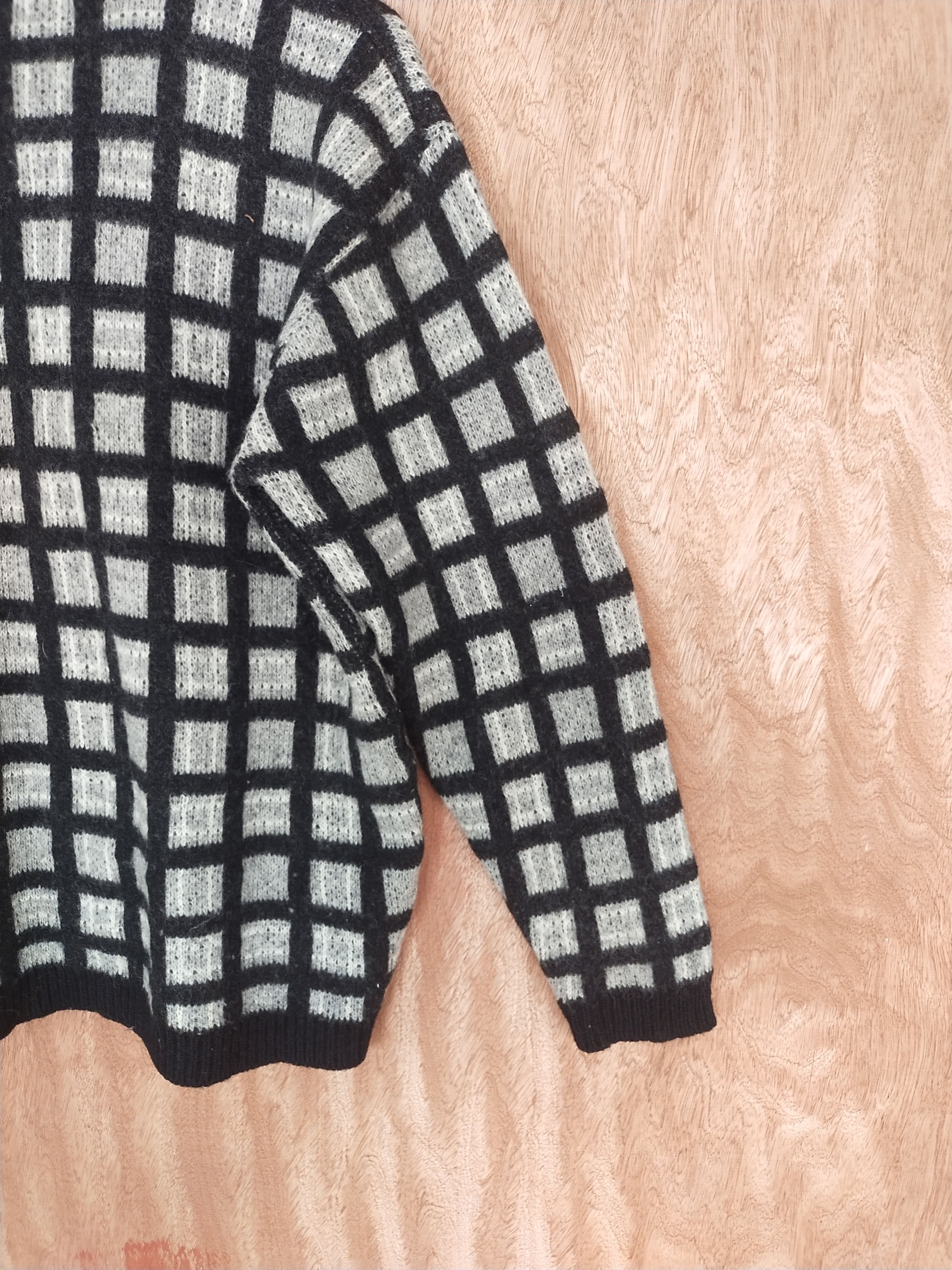 Homespun Knitwear × Japanese Brand Inkbee gray/black checkered knitwear cardigan #S074 Size US M / EU 48-50 / 2 - 10 Thumbnail