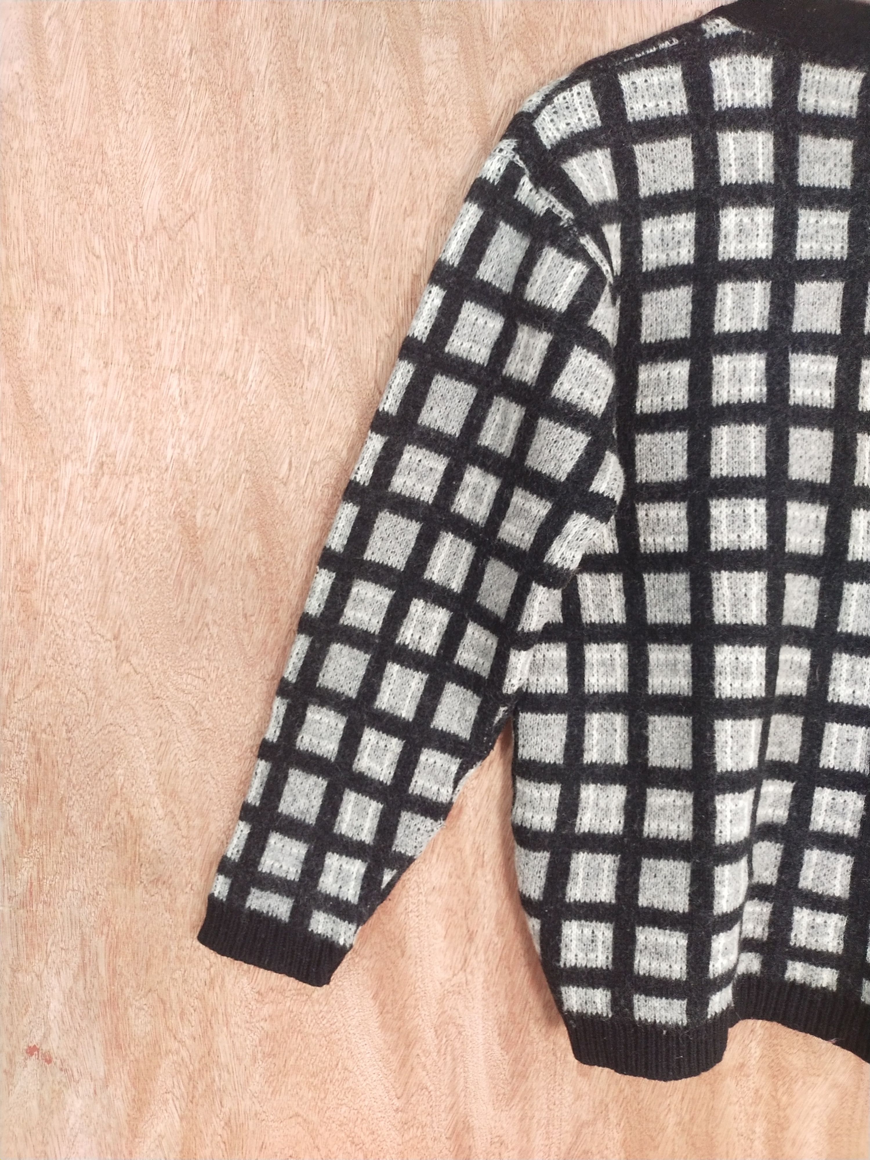 Homespun Knitwear × Japanese Brand Inkbee gray/black checkered knitwear cardigan #S074 Size US M / EU 48-50 / 2 - 9 Thumbnail
