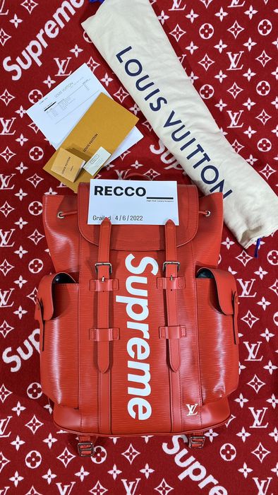 Supreme Louis Vuitton X SUPREME Christopher backpack Red EPI Leather