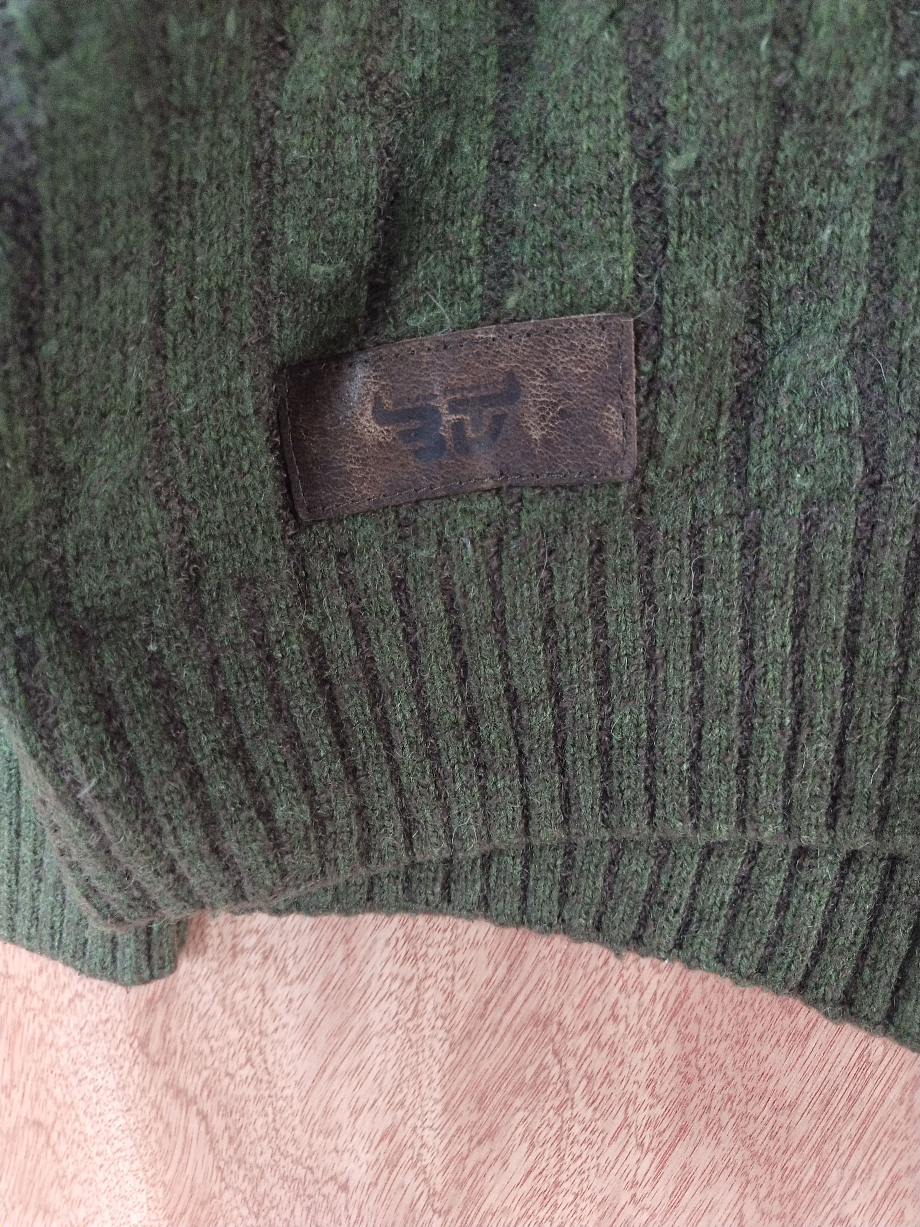 Homespun Knitwear Bull Titan green stripe japan sweatshirt knitwear #H182 Size US M / EU 48-50 / 2 - 8 Thumbnail