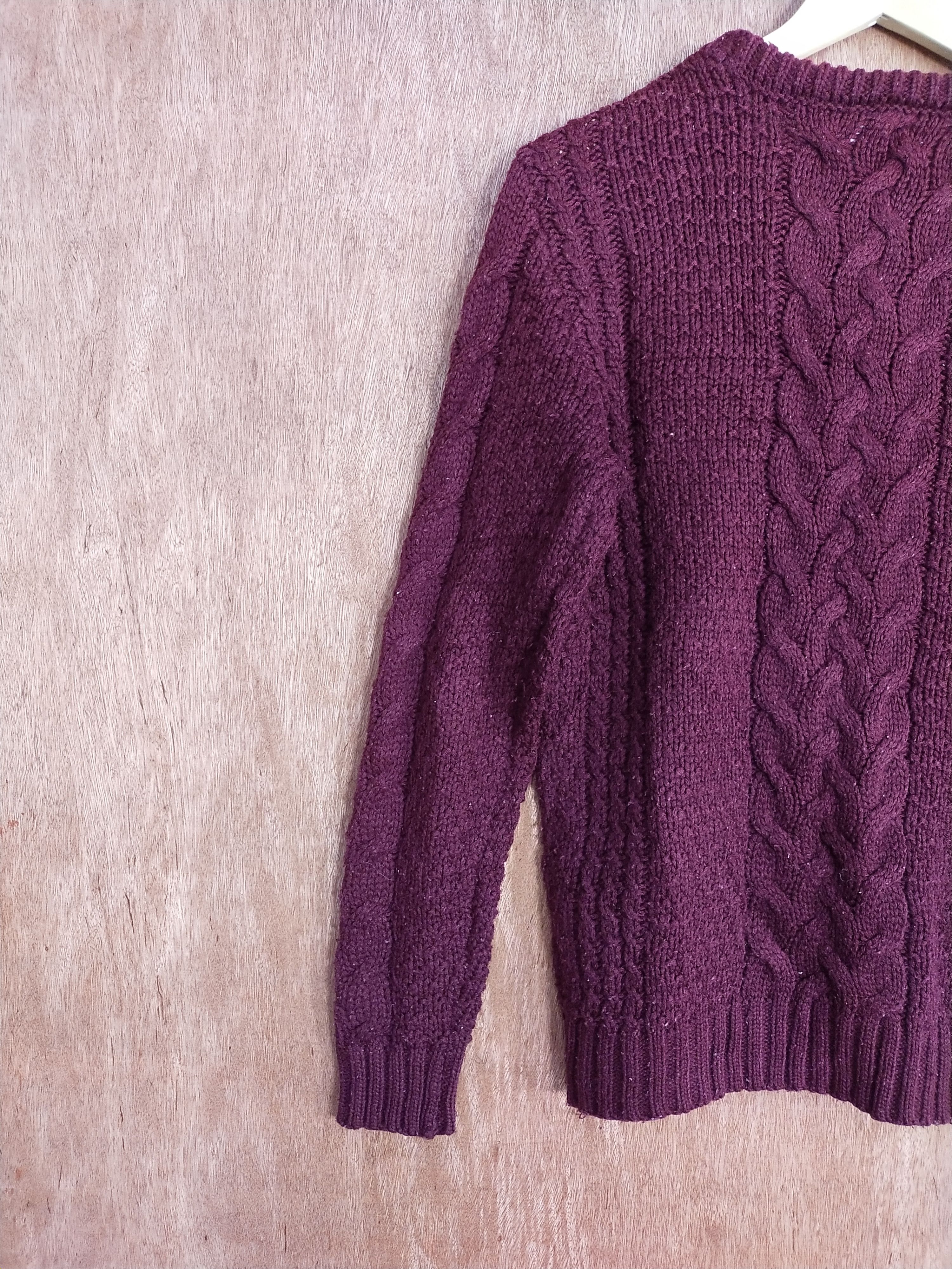 Vintage Koe maroon japan cable knitwear #S069 Size US S / EU 44-46 / 1 - 8 Thumbnail