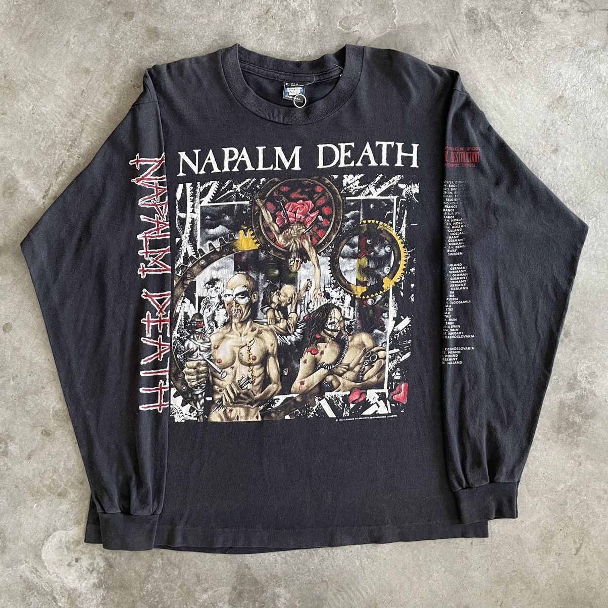 T-shirt Vintage Napalm Death - Motif Graphique, Taille L, Couleur Noir - Neuf Sans étiquettes, Années 2000, Made In France