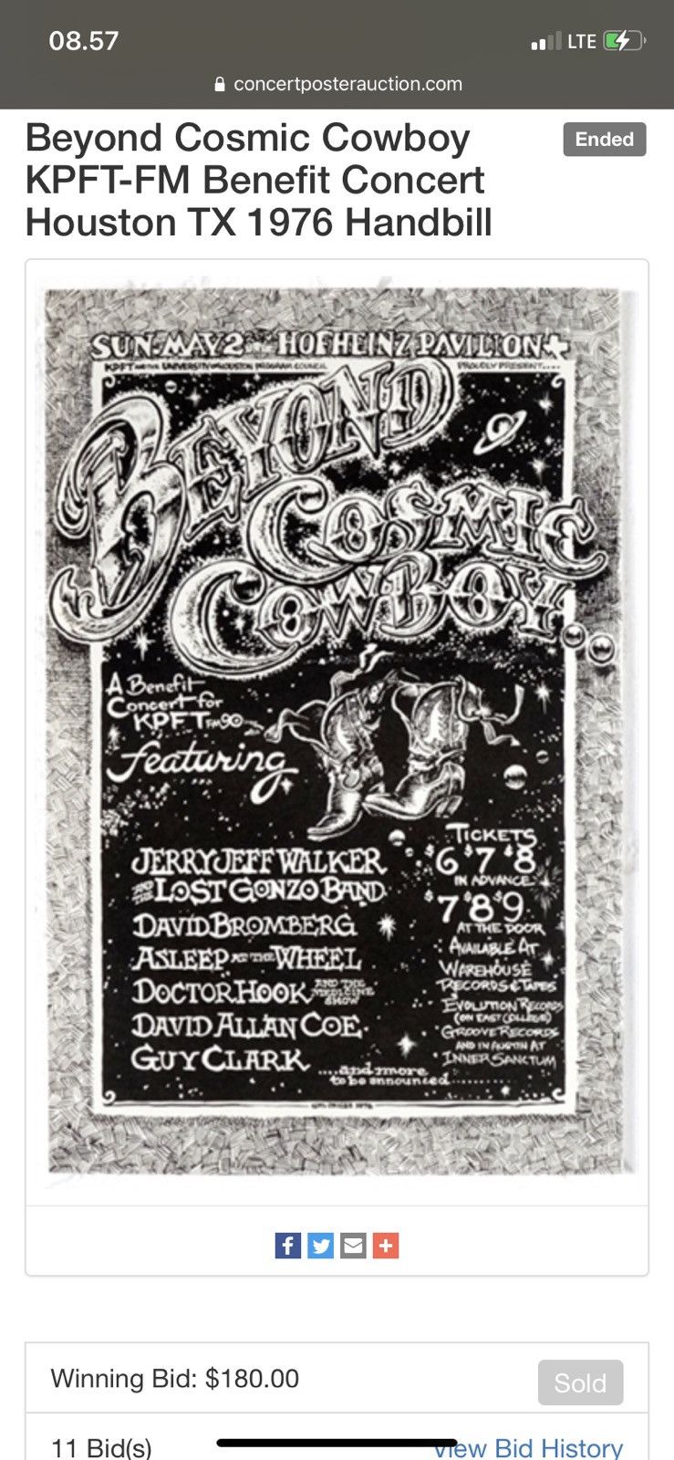 Band Tees Vintage 1976 beyond cosmic cowboy kpft 90fm Size US L / EU 52-54 / 3 - 11 Thumbnail