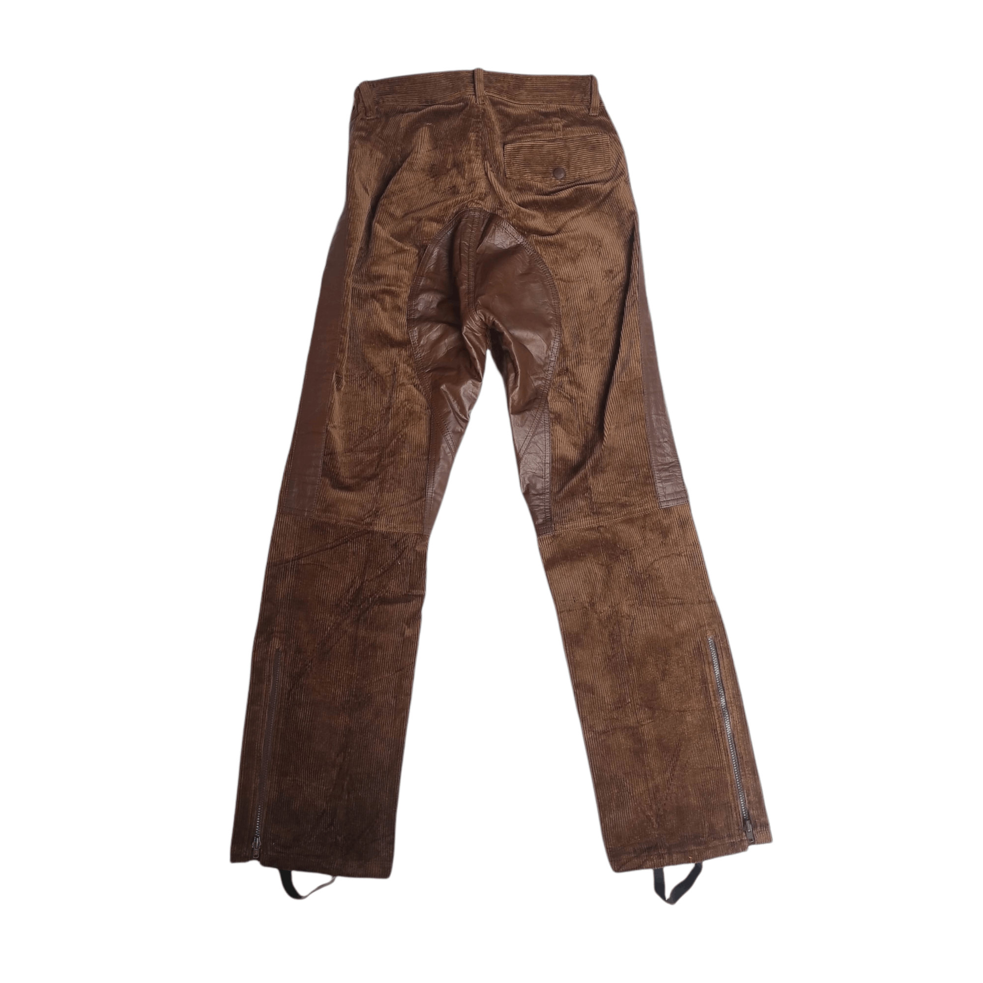 image of Vintage Honda Motolook Rider Corduroy Leather Biker Pants in Brown, Men's (Size 28)