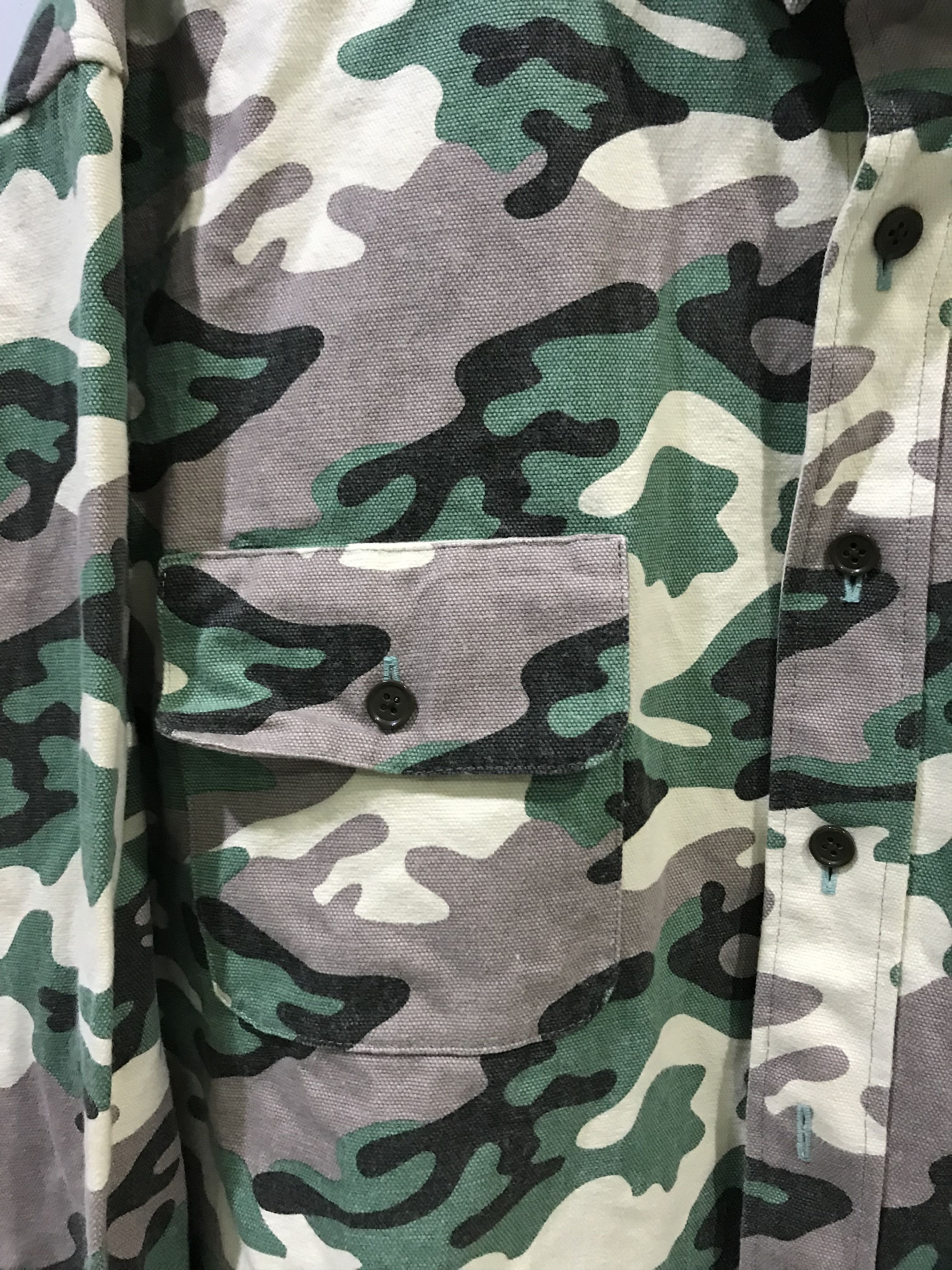 Japanese Brand EXPANSION NYC Japan Woodland Camo Duck Canvas Shirt Size US M / EU 48-50 / 2 - 4 Thumbnail