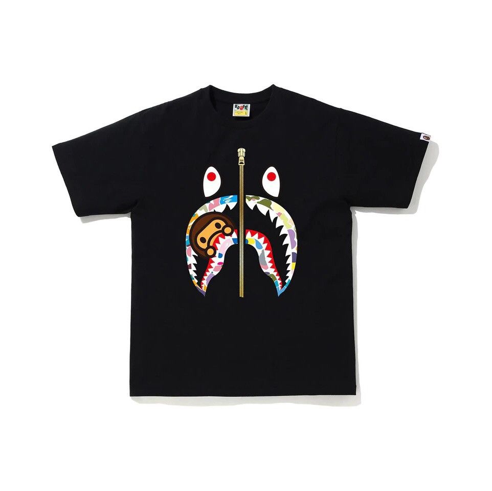 Bape BAPE Multi Camo Milo Shark Tee Black Size US L / EU 52-54 / 3 - 1 Thumbnail