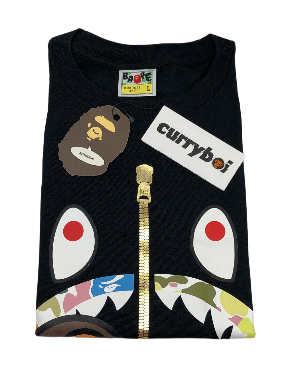 Bape BAPE Multi Camo Milo Shark Tee Black Size US L / EU 52-54 / 3 - 3 Thumbnail
