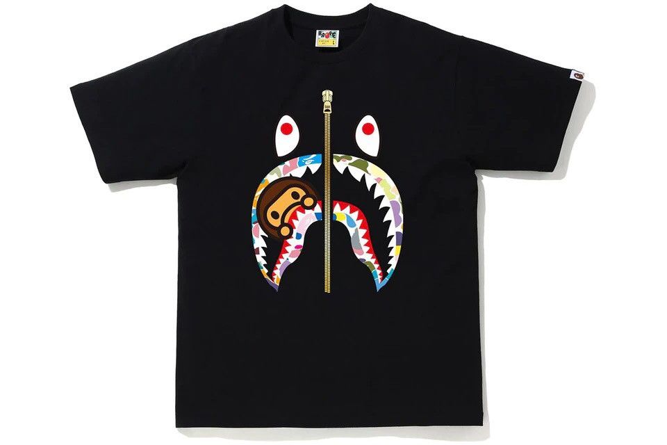 Bape BAPE Multi Camo Milo Shark Tee Black Size US L / EU 52-54 / 3 - 2 Thumbnail