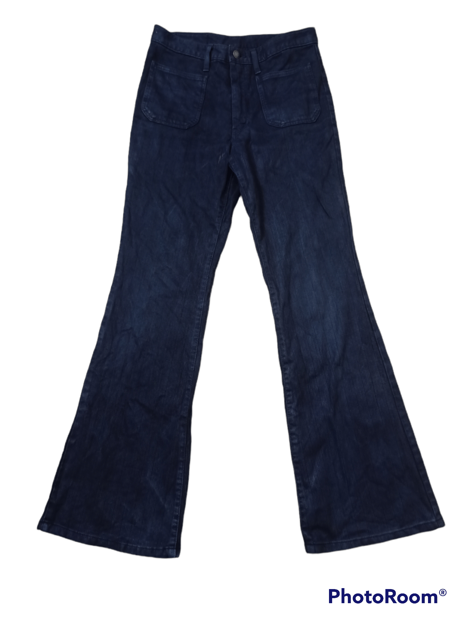 image of Vintage VTG Blue Way Classic Flared Denim Pants in Dark Blue, Men's (Size 30)