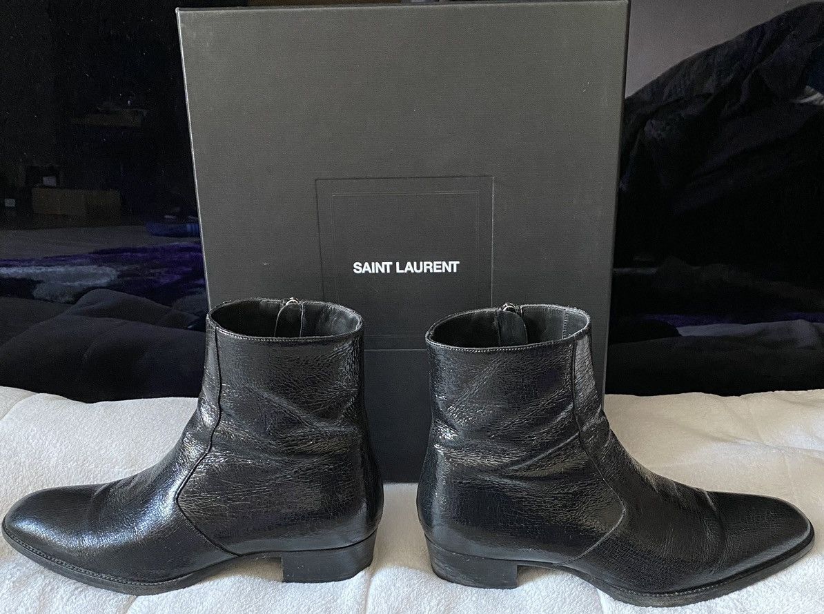Saint Laurent Paris Metal Black Wyatt 40 Zip Boots | Grailed Saint Laurent Paris Metal Black Wyatt 40 Zip Boots | Grailed