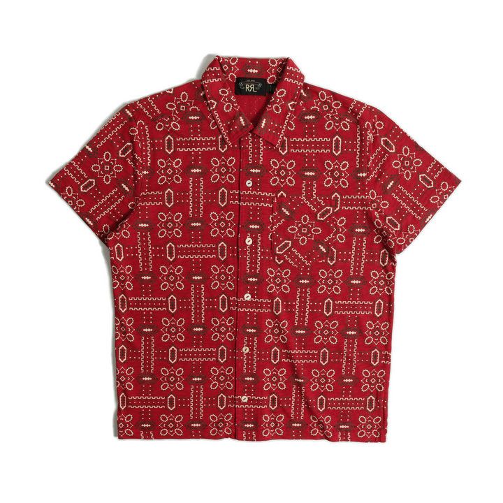 RRL Ralph Lauren BANDANA PRINT KNIT CAMP SHIRT Grailed