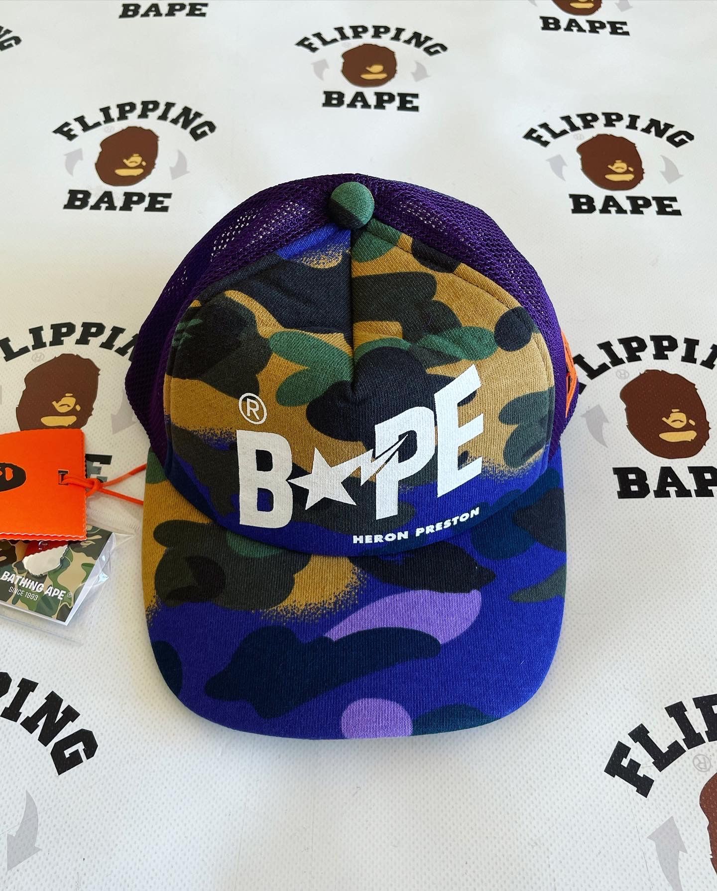 Bape × Heron Preston BAPE X HERON PRESTON MIX 1ST CAMO MESH CAP | Grailed