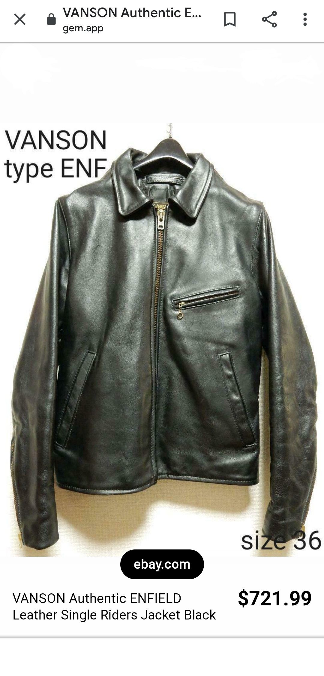 Vanson Leathers NWOT Vanson Leathers Enfield Single Rider