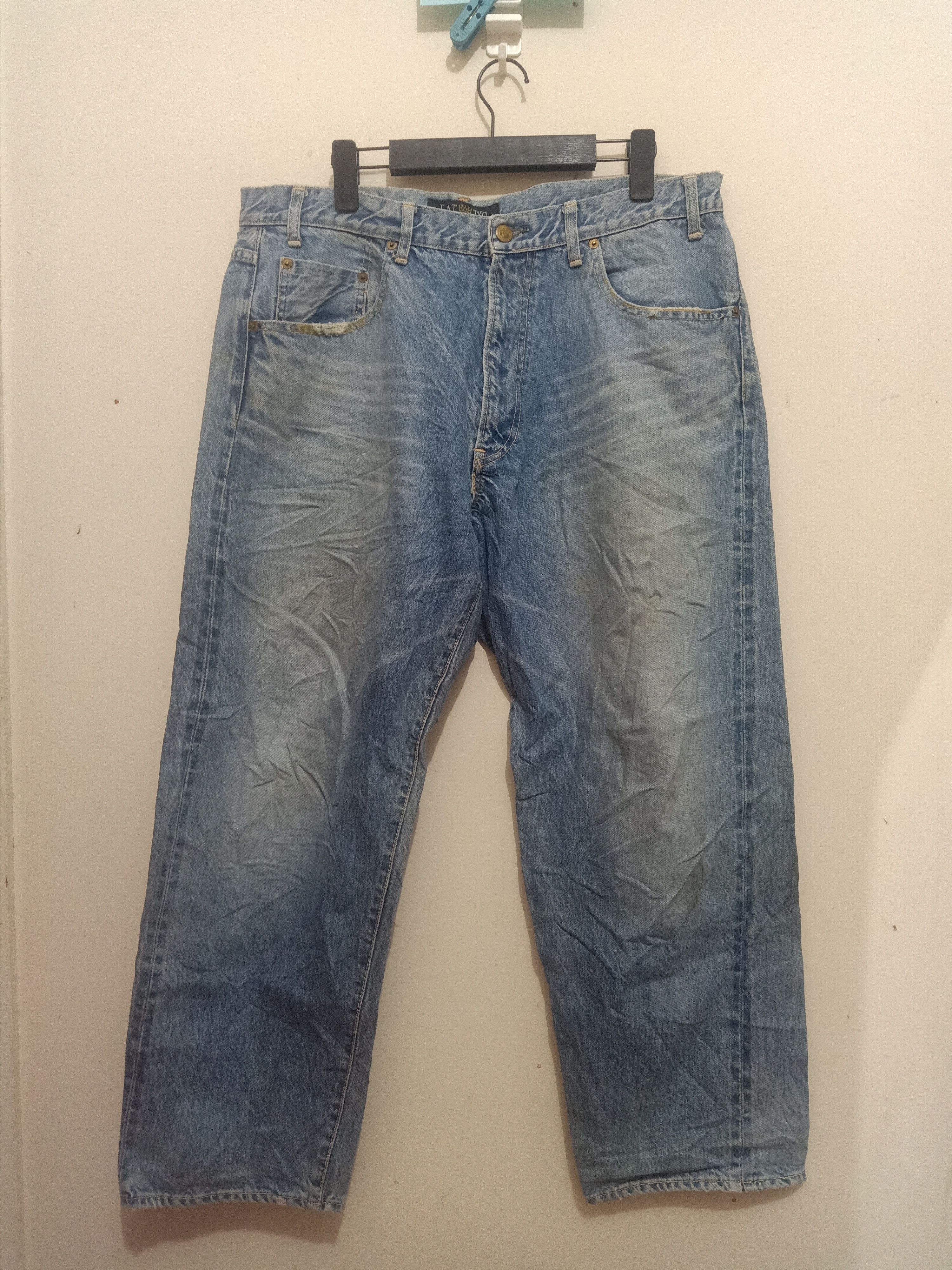Vtg Fat Tokyo Japan Big F Selvedge Denim Distressed Jeans