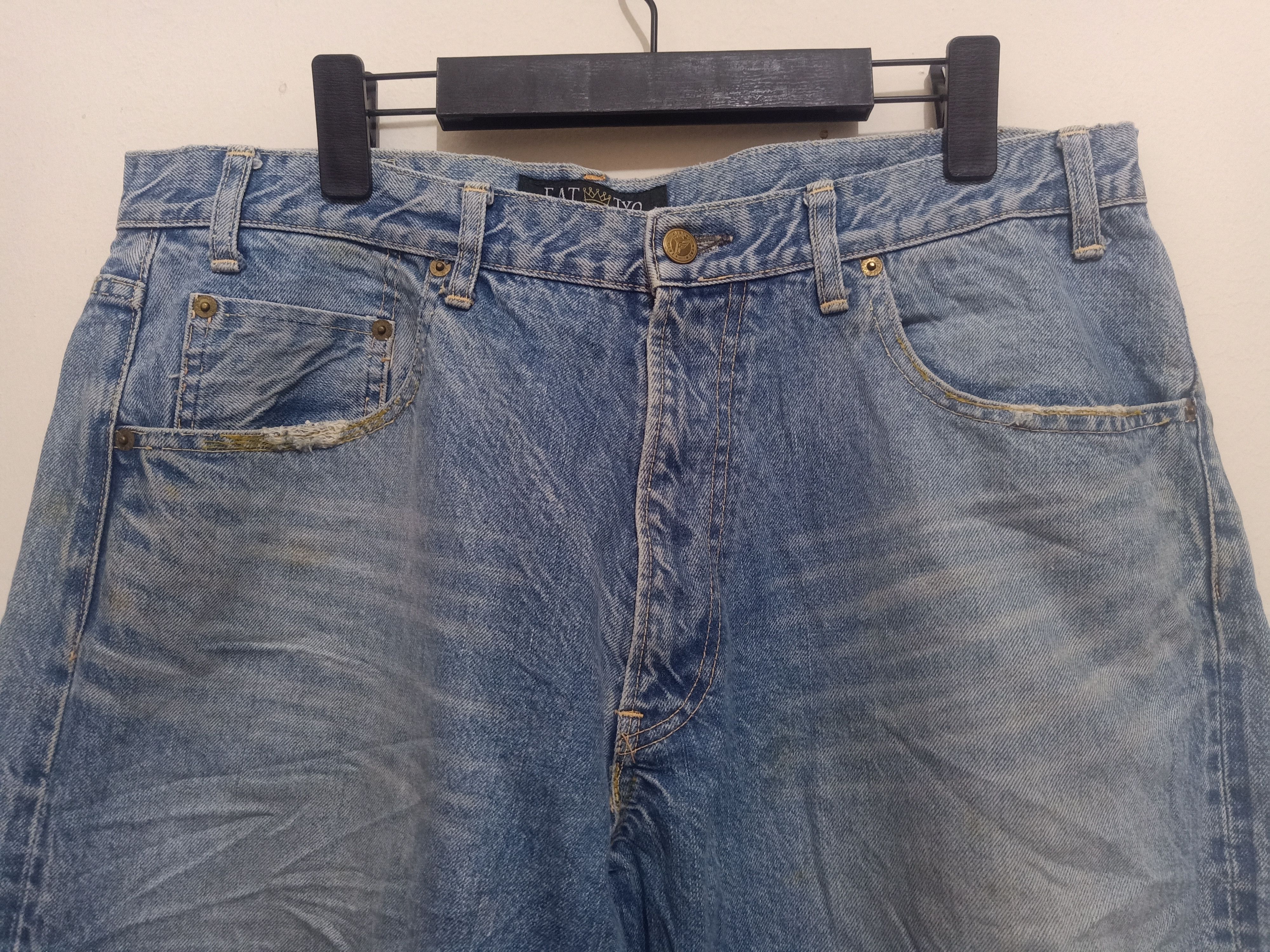 Fat Tokyo Vtg Baggy Fat Tokyo Japan Selvedge Denim Distressed Jeans Size US 35 - 4 Thumbnail