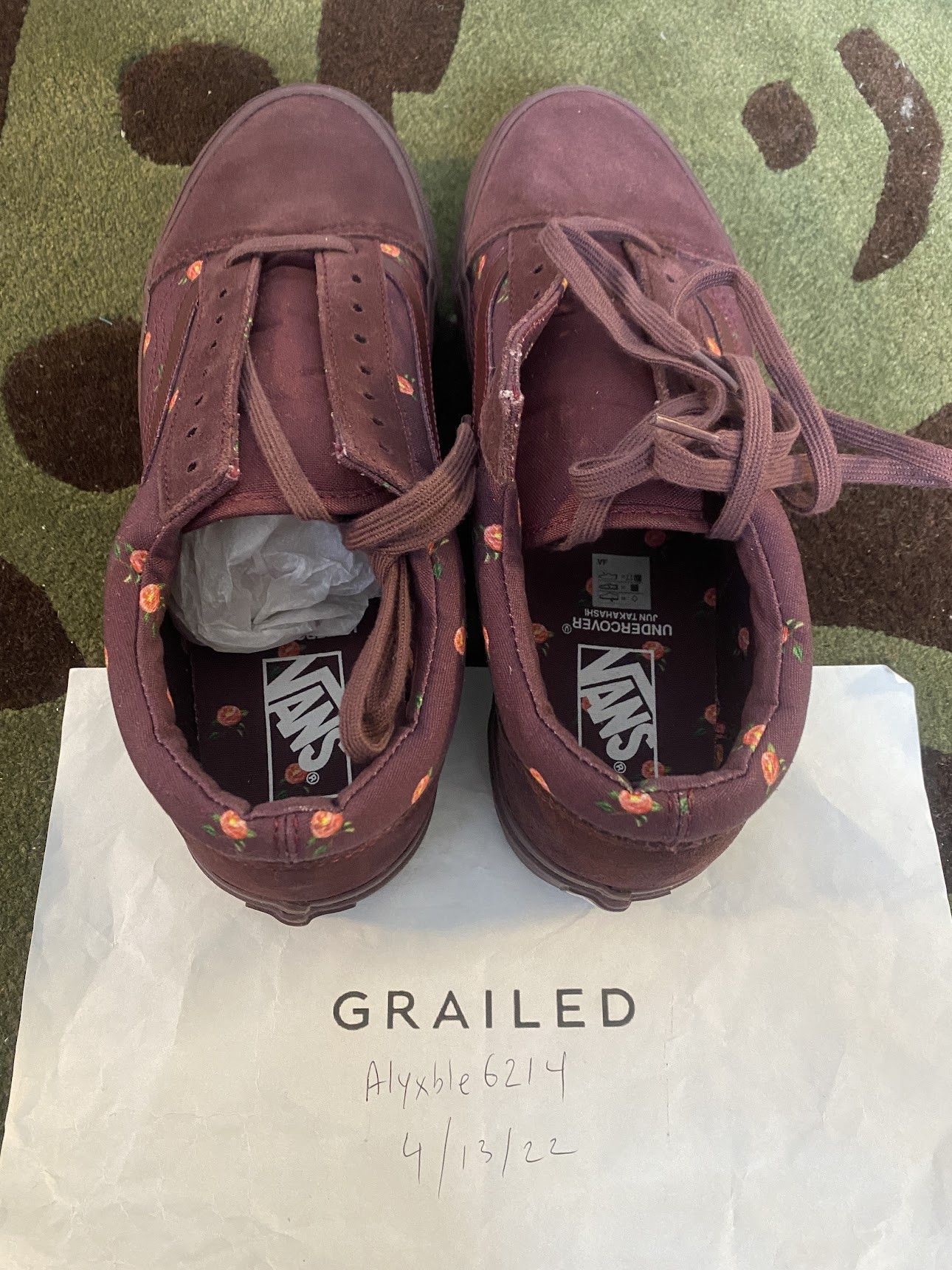 Jun Takahashi VAULT X UNDERCOVER OG OLD SKOOL LX FLORAL FLOWERS BORDEAUX Size US 9 / EU 42 - 5 Thumbnail