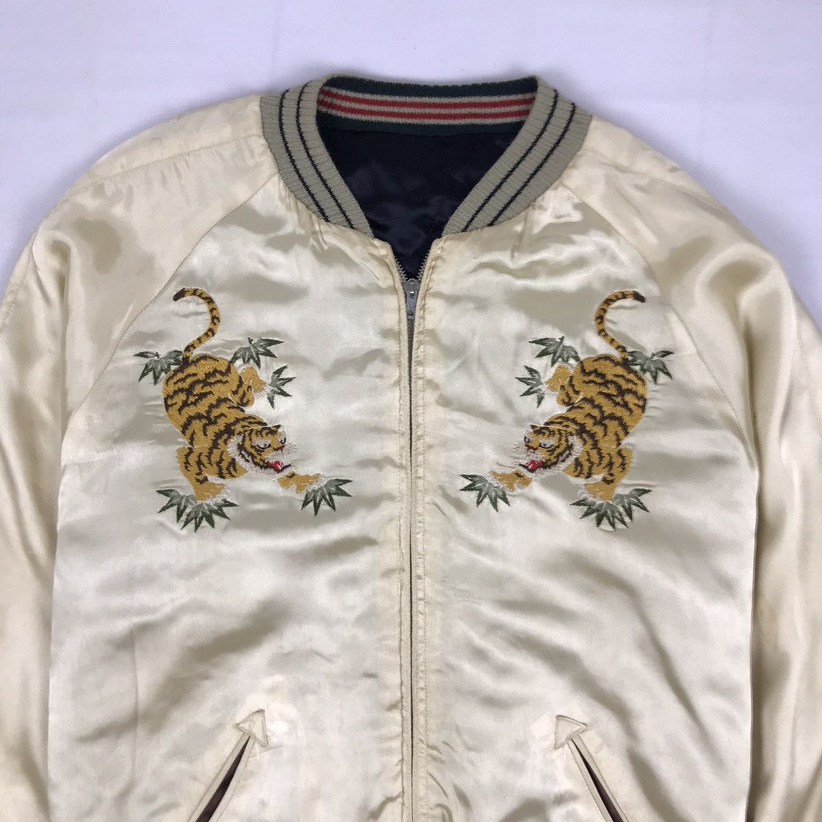 Vintage Vintage Cropped Heads Sukajan Rayon Reversible Jacket Size US L / EU 52-54 / 3 - 6 Thumbnail