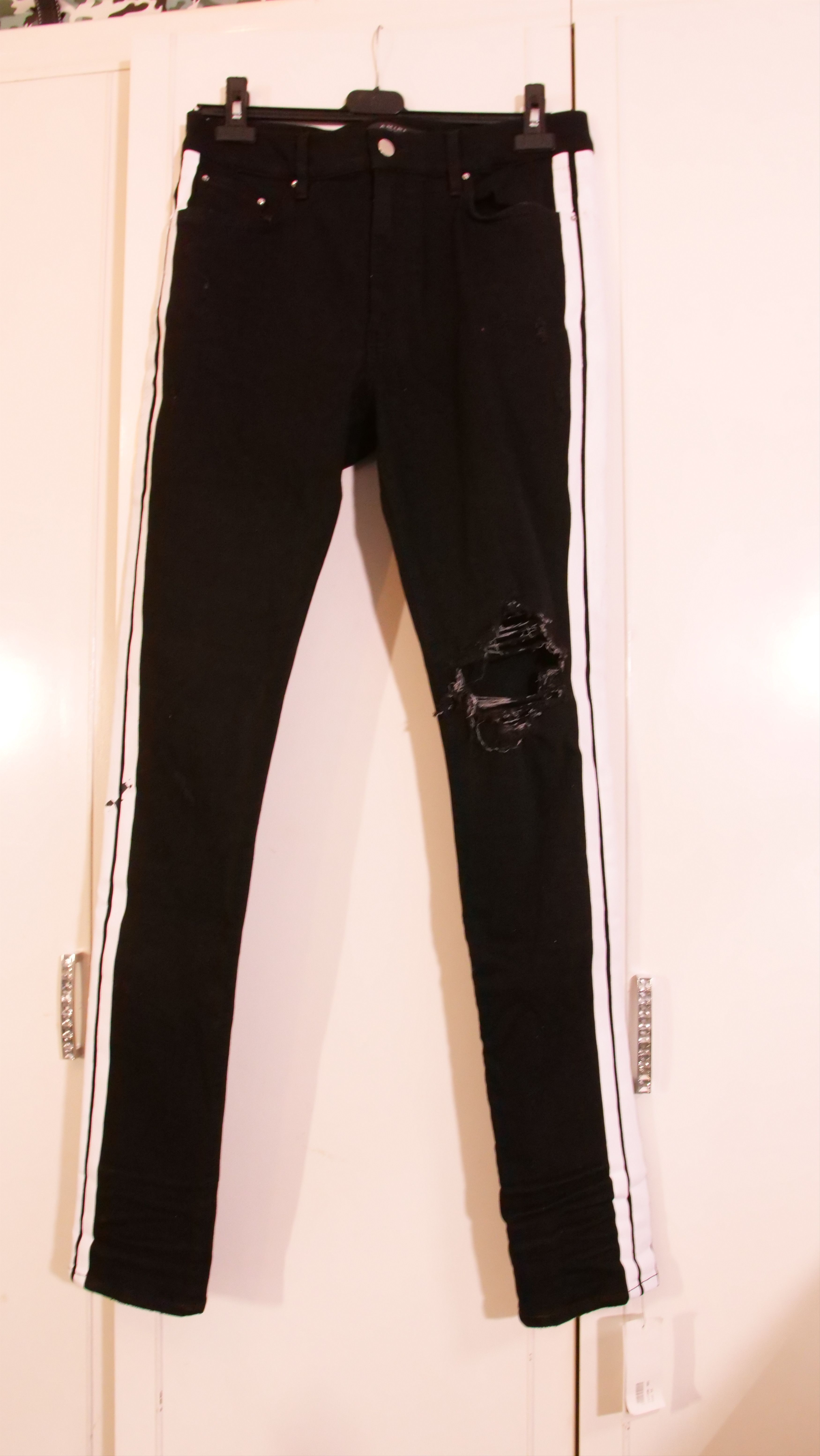 Amiri Amiri Broken Track Jeans SS18 (Waist 34) Black & White Size US 34 / EU 50 - 2 Thumbnail