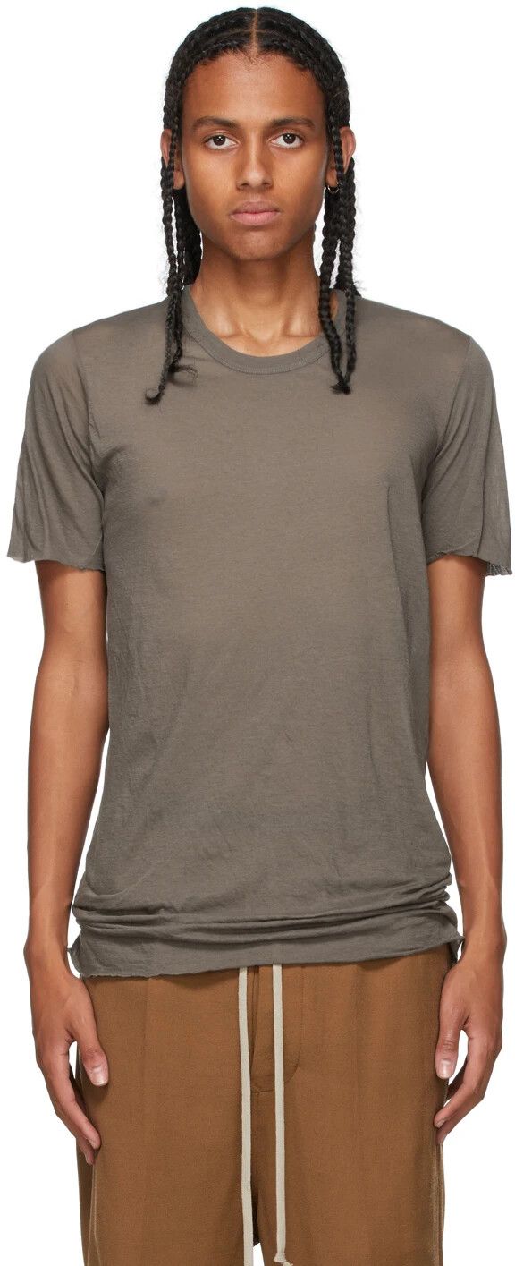 Pre-owned Rick Owens Navy/gray Raw Short Sleeve T-shirt In Gray Navy