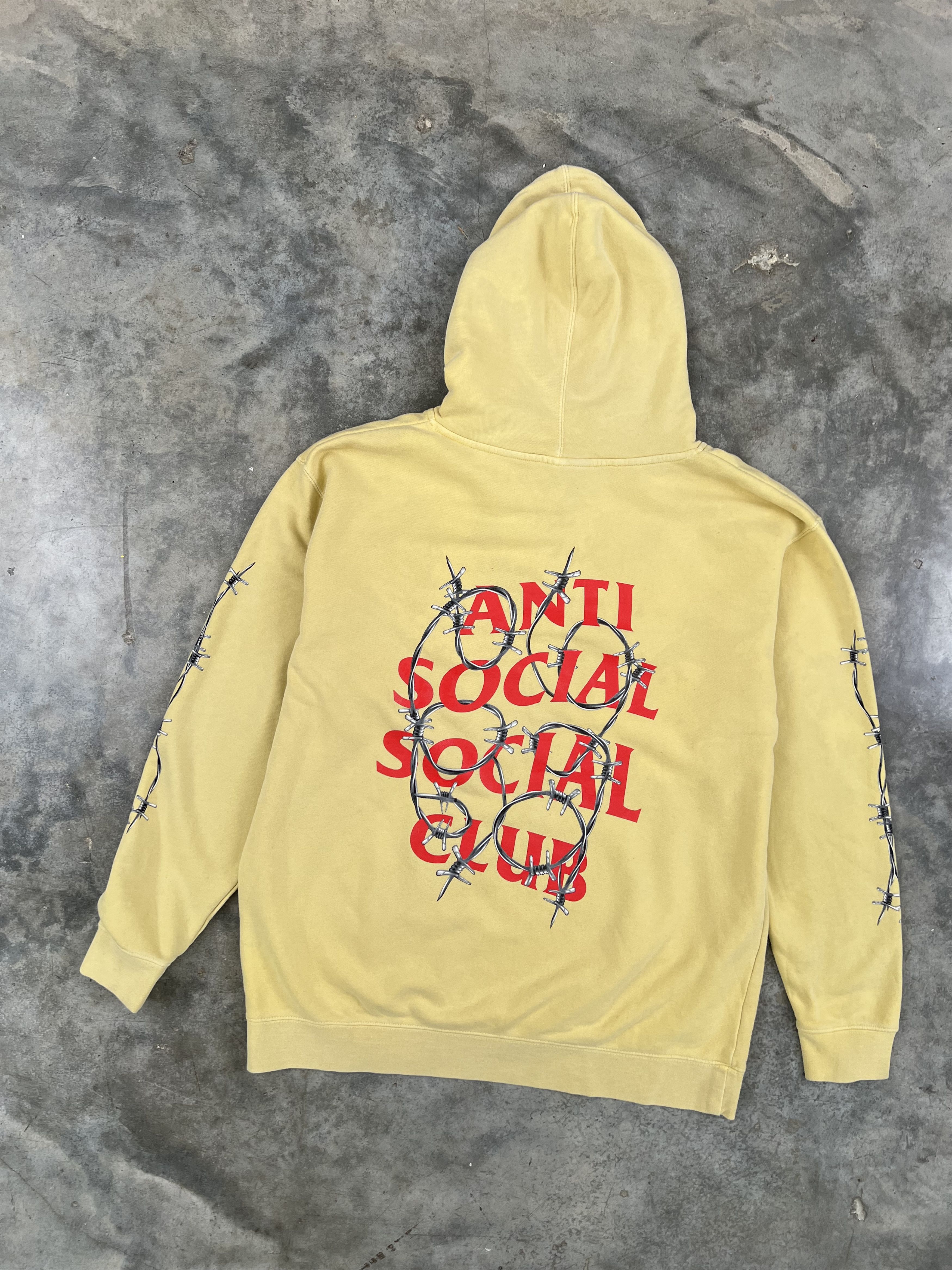 Anti Social Social Club Barbed Wire Yellow Logo Hoodie XL