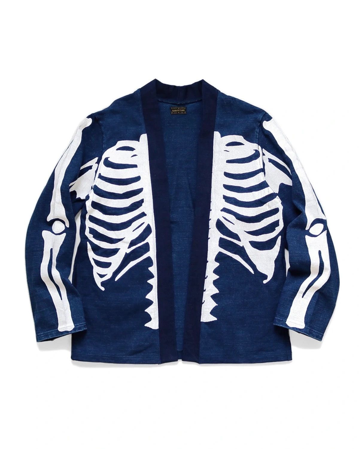 Kapital Kapital Kakashi Bone Print Cardigan - Indigo Dense Jersey