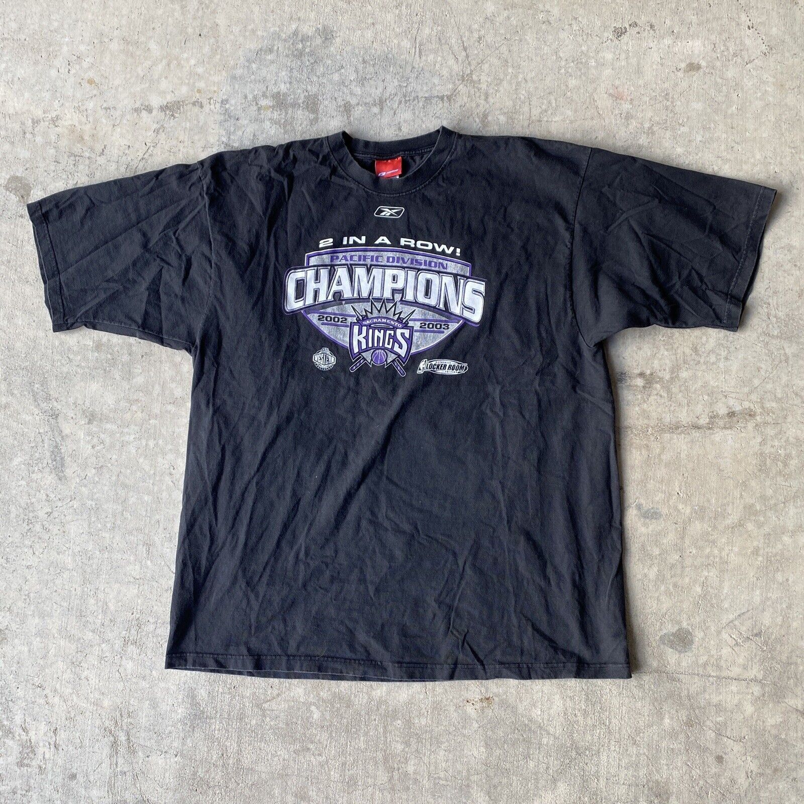 Vintage VTG Reebok Y2K NBA Sacramento Kings Champions Black T Shirt ...