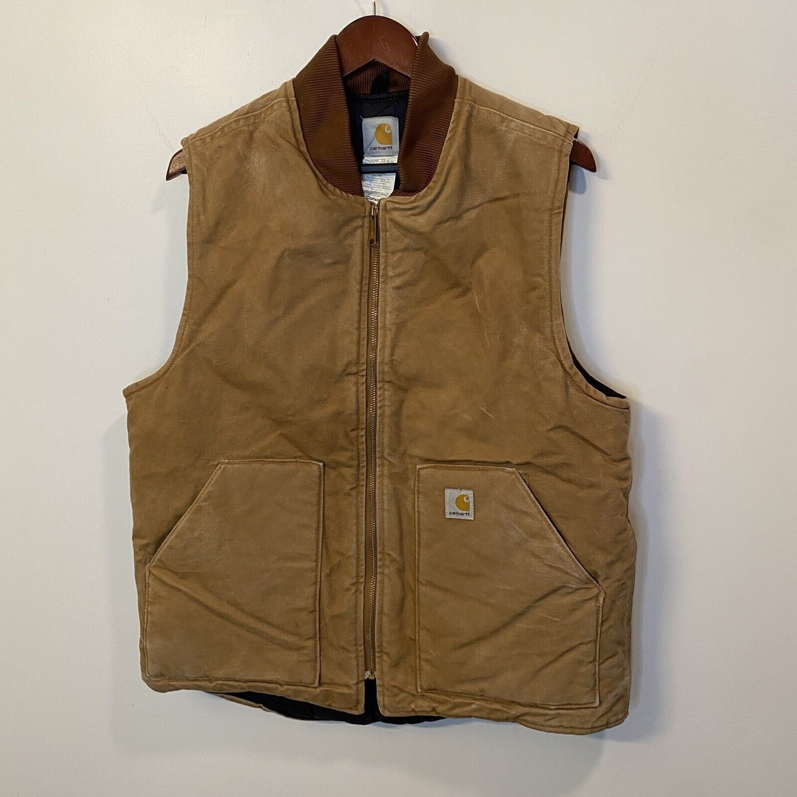 Vintage Carhartt V01 BRN Duck Work Canvas Vest Large | Grailed