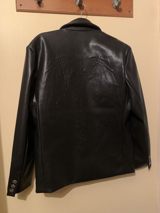 Menace Menace skeletal embossed leather jacket Grailed