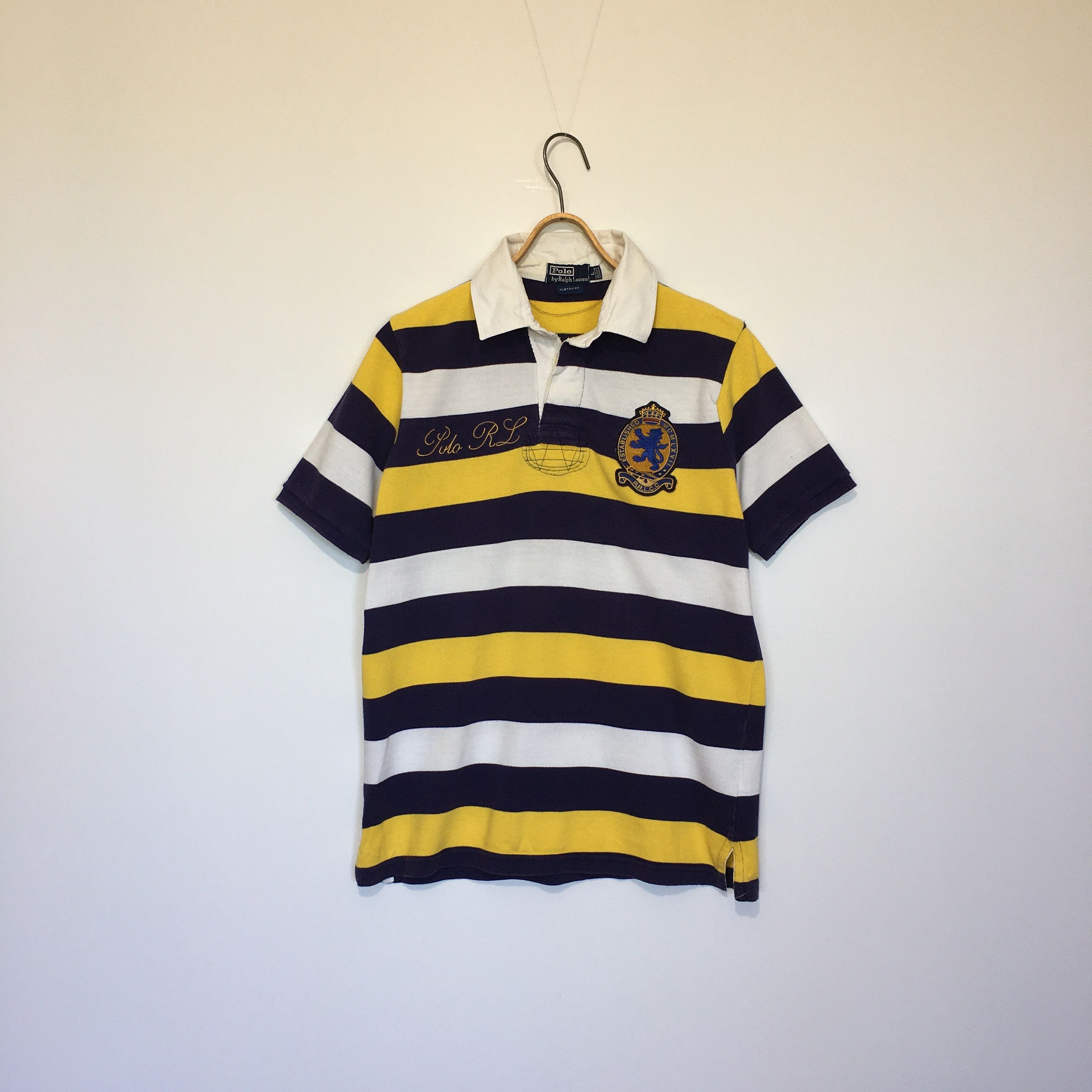 Polo Ralph Lauren × Vintage Polo Ralph Lauren Vintage Striped №5 Patch Polo Shirt Size US L / EU 52-54 / 3 - 1 Thumbnail