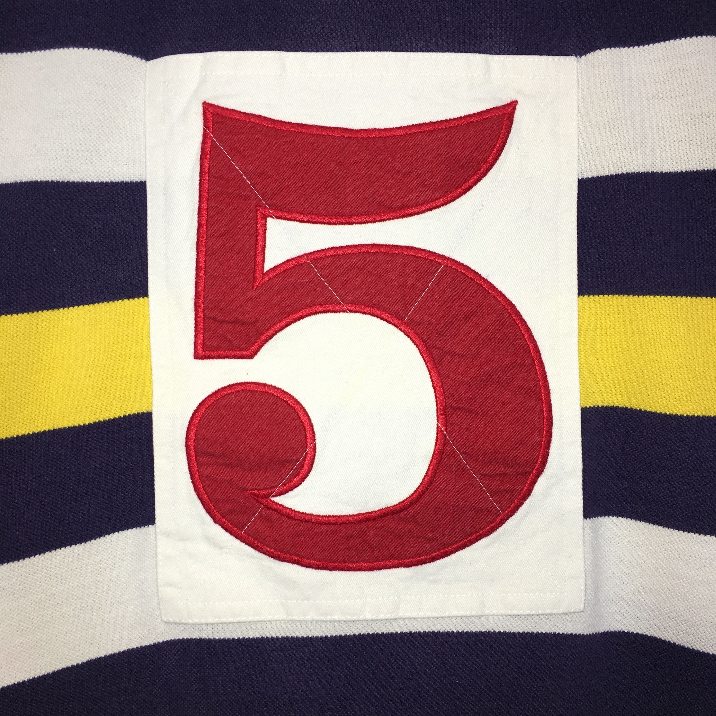 Polo Ralph Lauren × Vintage Polo Ralph Lauren Vintage Striped №5 Patch Polo Shirt Size US L / EU 52-54 / 3 - 4 Thumbnail