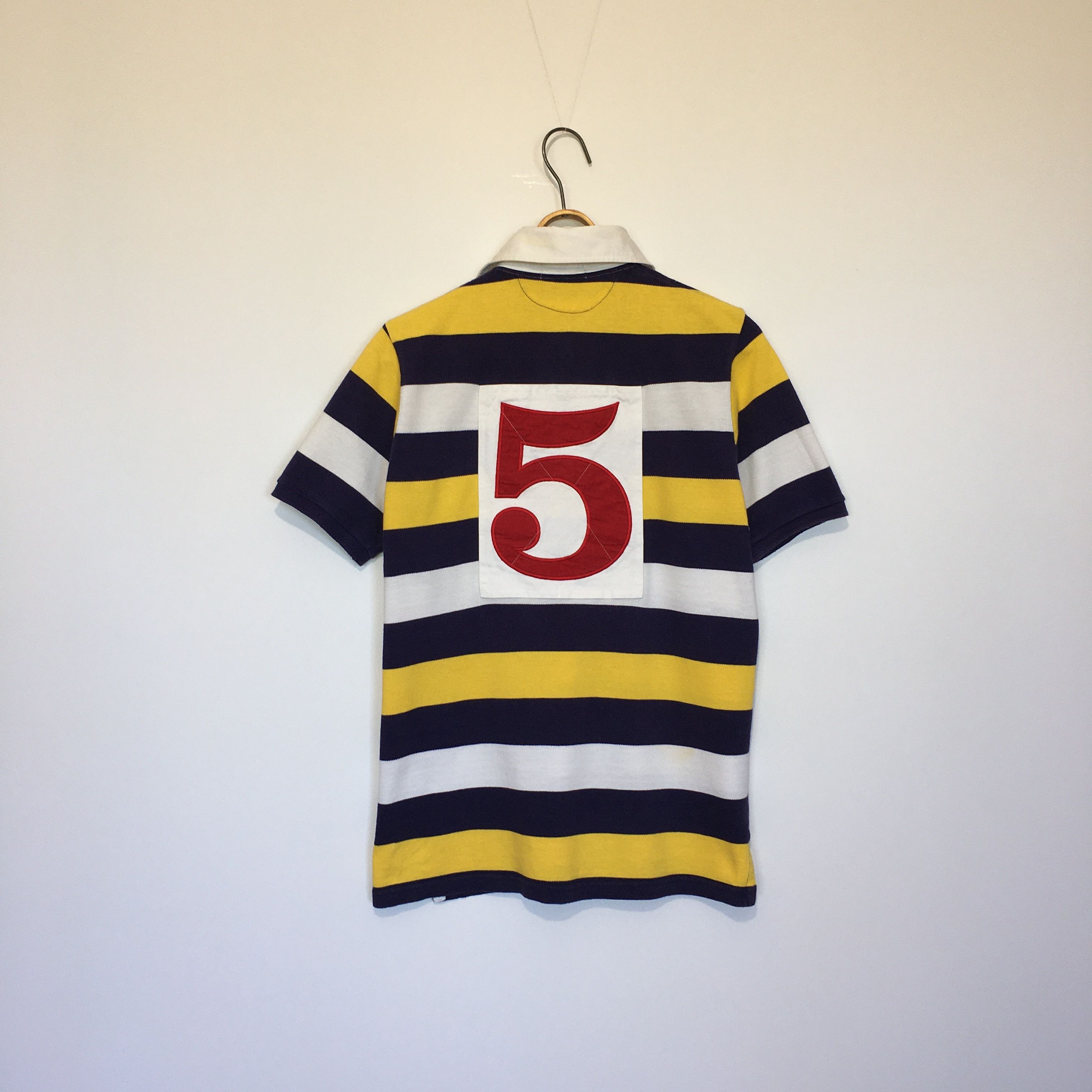 Polo Ralph Lauren × Vintage Polo Ralph Lauren Vintage Striped №5 Patch Polo Shirt Size US L / EU 52-54 / 3 - 2 Thumbnail
