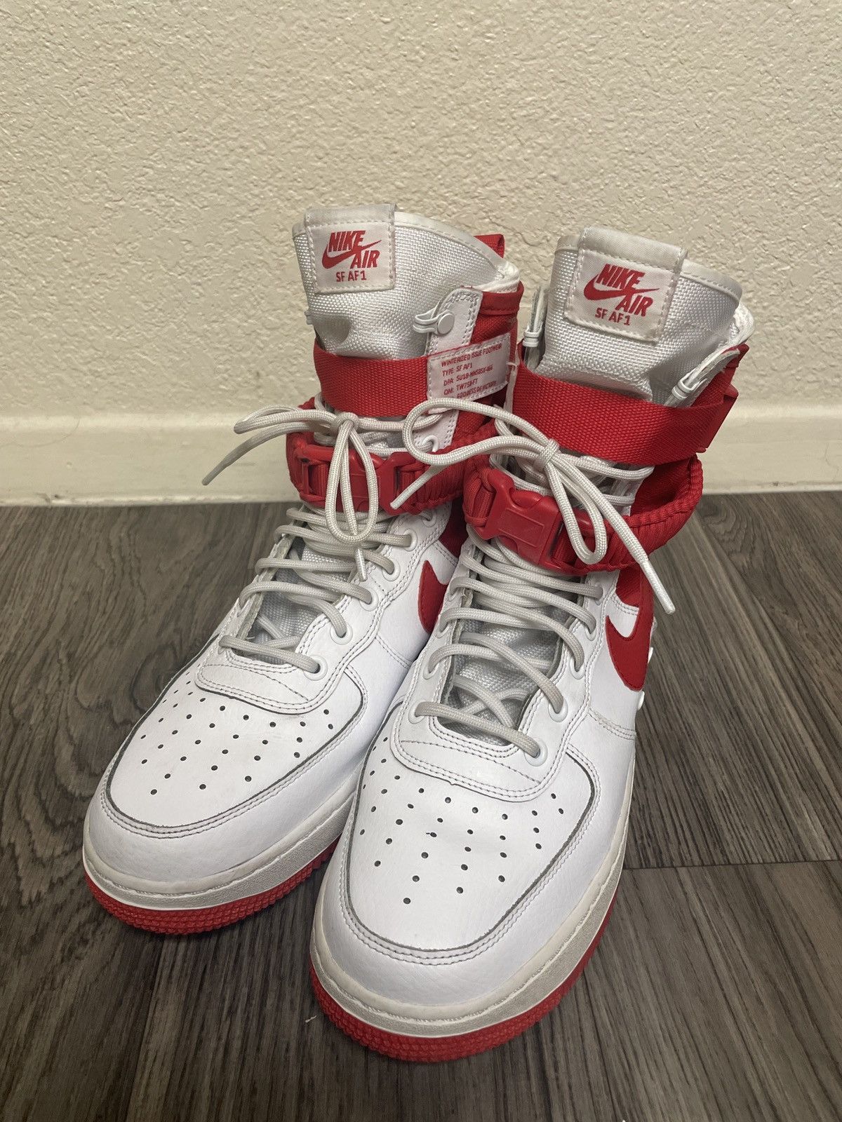 Nike White/University Red SF AF1s Size US 9.5 / EU 42-43 - 1 Thumbnail