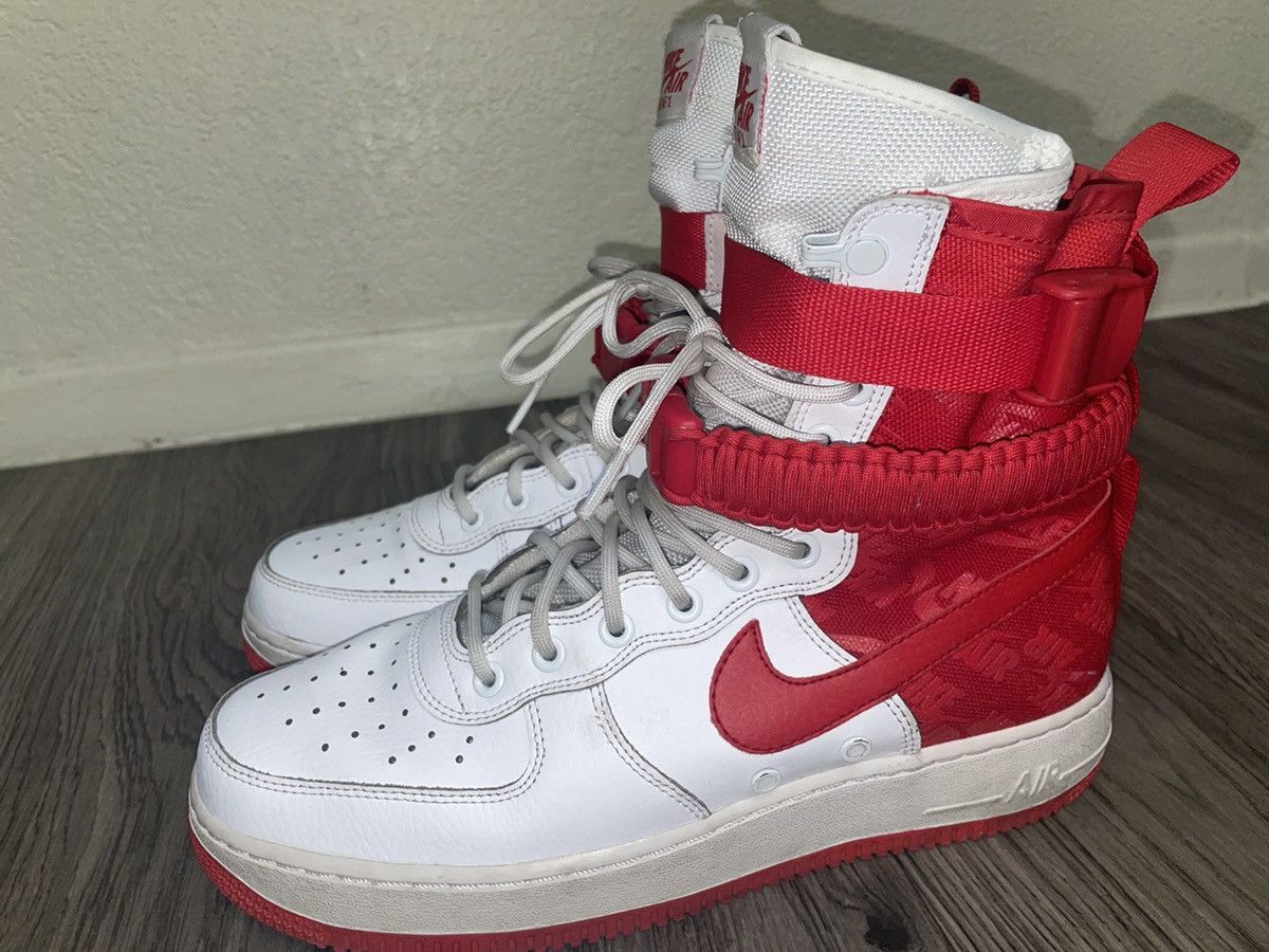 Nike White/University Red SF AF1s Size US 9.5 / EU 42-43 - 3 Thumbnail