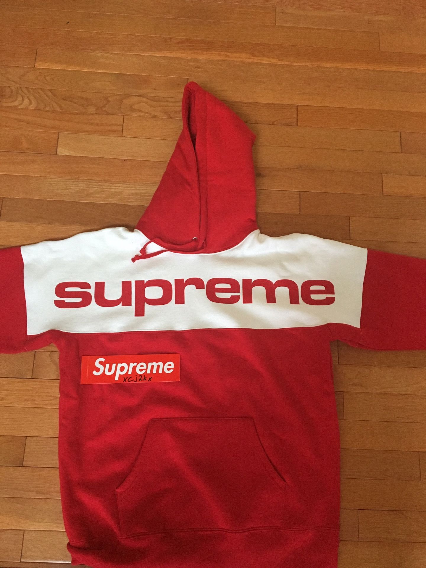 Supreme Blocked Hoodie Red Men's - FW17 - US