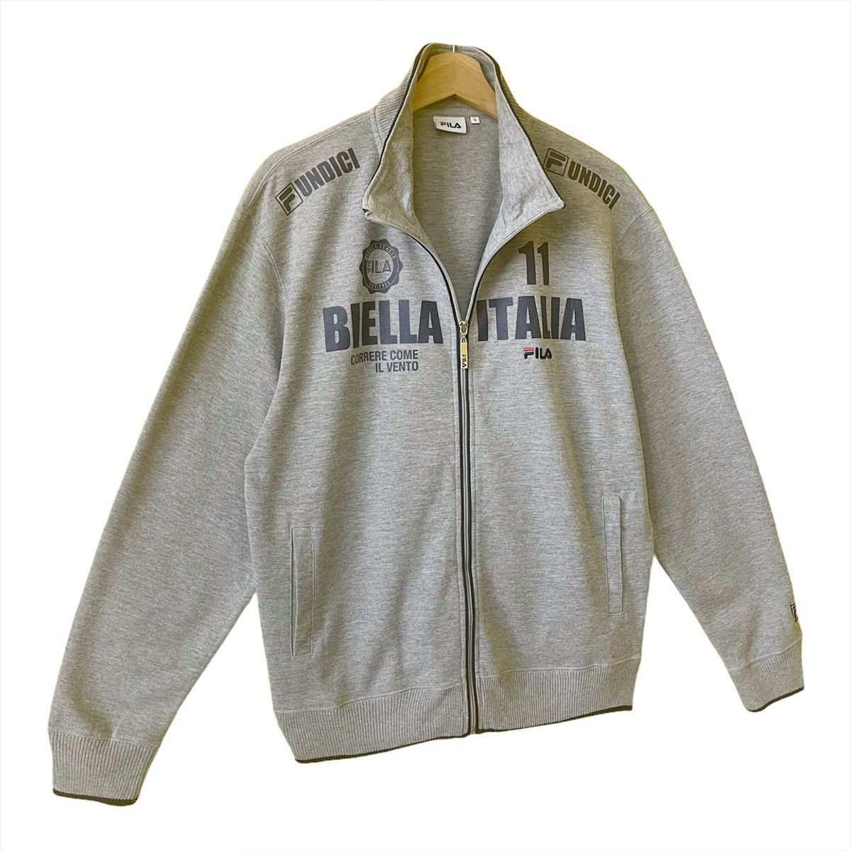 Fila Vintage Fila Biela Big Logo Fullzip Sweater Size M Size US M / EU 48-50 / 2 - 2 Thumbnail