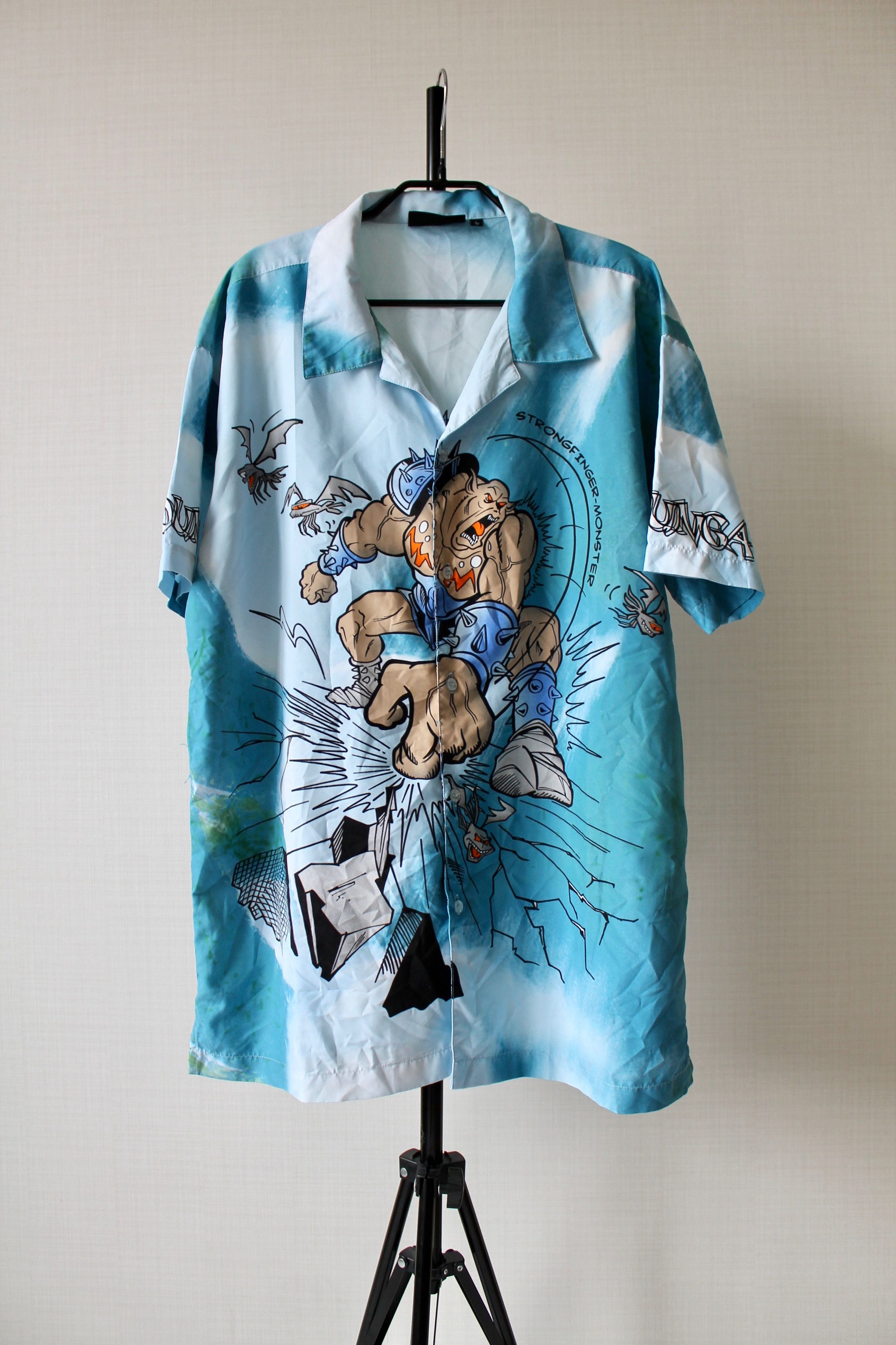 Vintage Strong Finger Shirt Humor CRAZY SHIRT blue Size US L / EU 52-54 / 3 - 5 Thumbnail