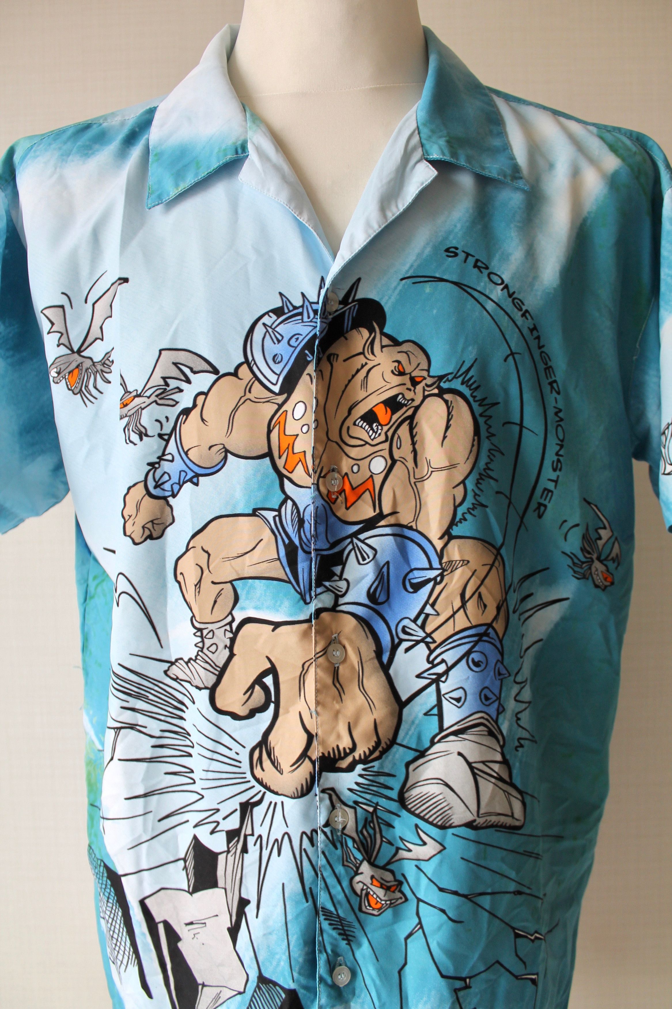 Vintage Strong Finger Shirt Humor CRAZY SHIRT blue Size US L / EU 52-54 / 3 - 3 Thumbnail