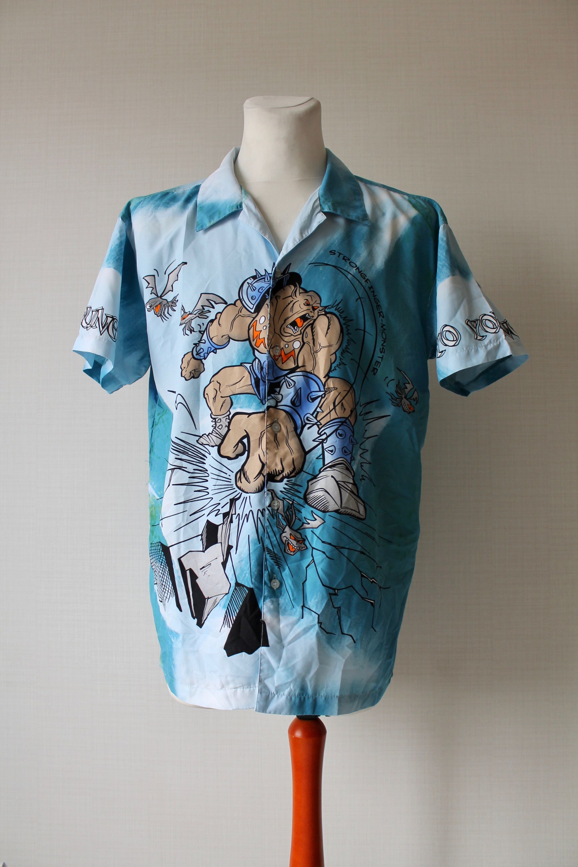 Vintage Strong Finger Shirt Humor CRAZY SHIRT blue Size US L / EU 52-54 / 3 - 1 Thumbnail