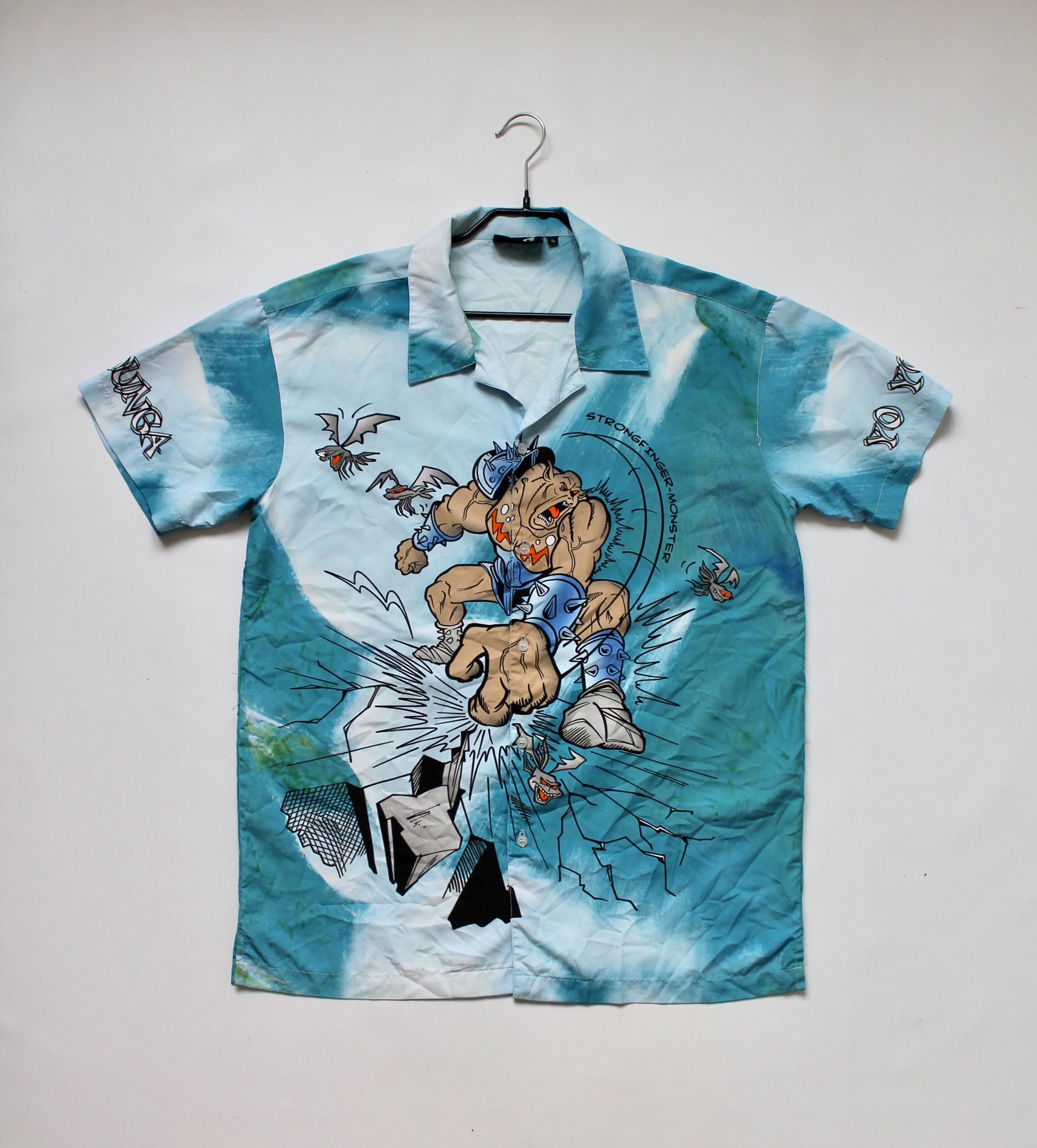 Vintage Strong Finger Shirt Humor CRAZY SHIRT blue Size US L / EU 52-54 / 3 - 2 Thumbnail