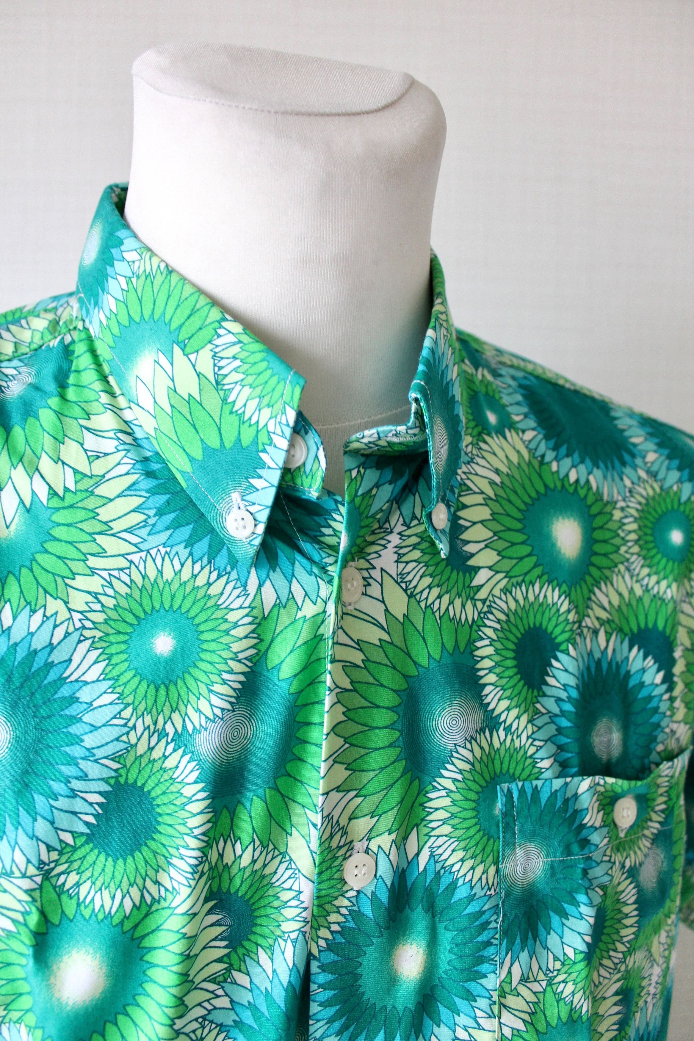 Vintage BOTTICELLI Hawaiian Shirt Floral shirt Green Size US XL / EU 56 / 4 - 8 Thumbnail