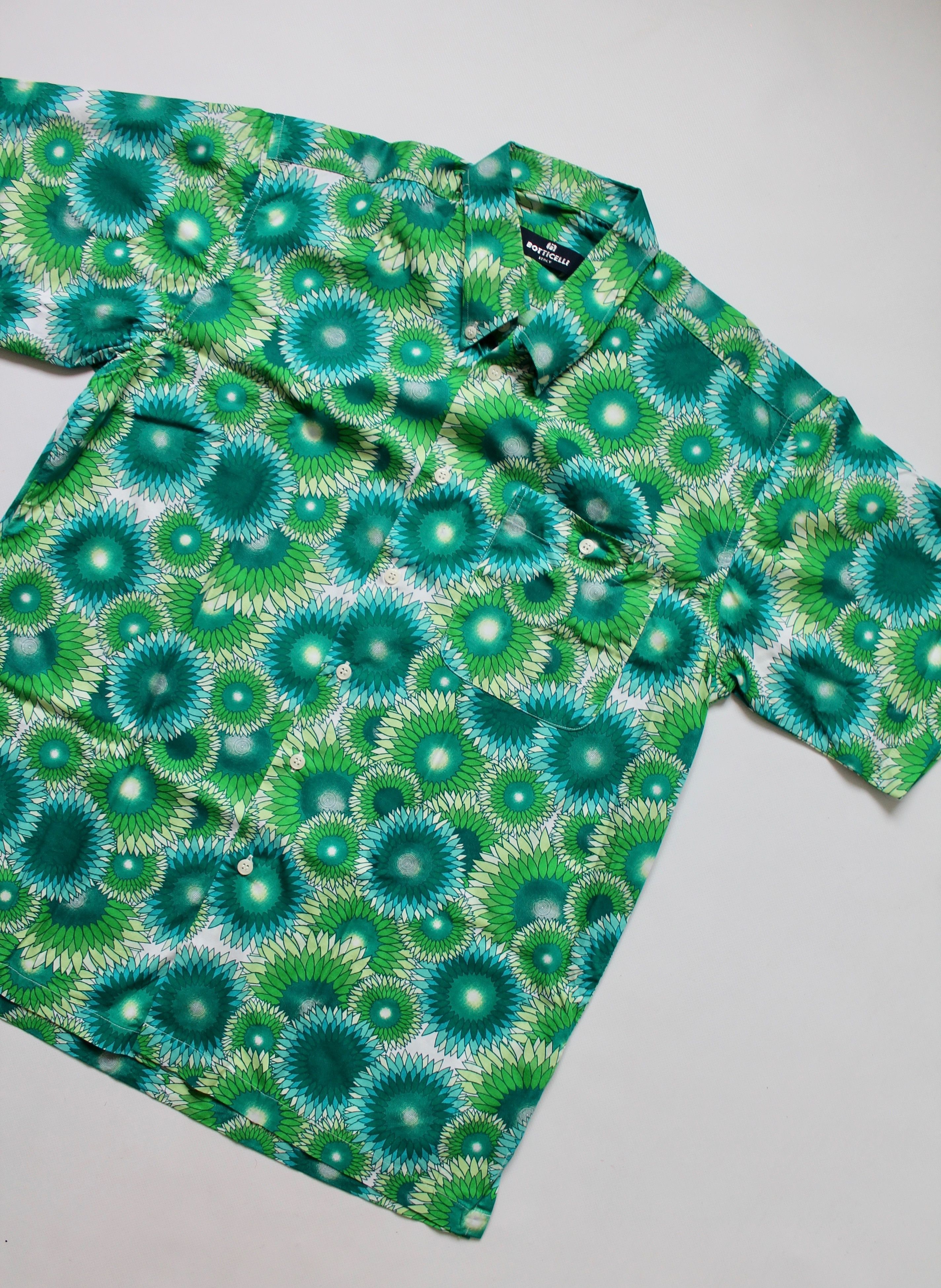 Vintage BOTTICELLI Hawaiian Shirt Floral shirt Green Size US XL / EU 56 / 4 - 5 Thumbnail
