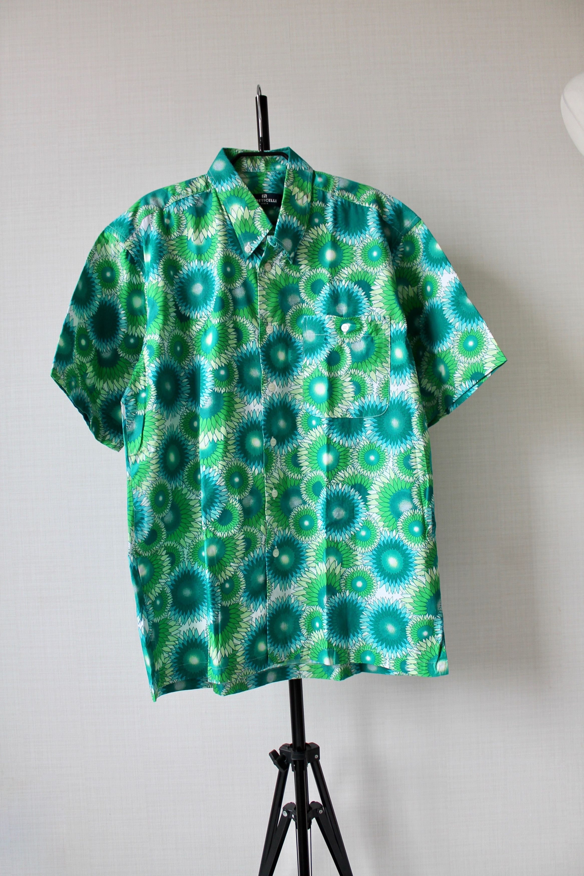 Vintage BOTTICELLI Hawaiian Shirt Floral shirt Green Size US XL / EU 56 / 4 - 1 Thumbnail