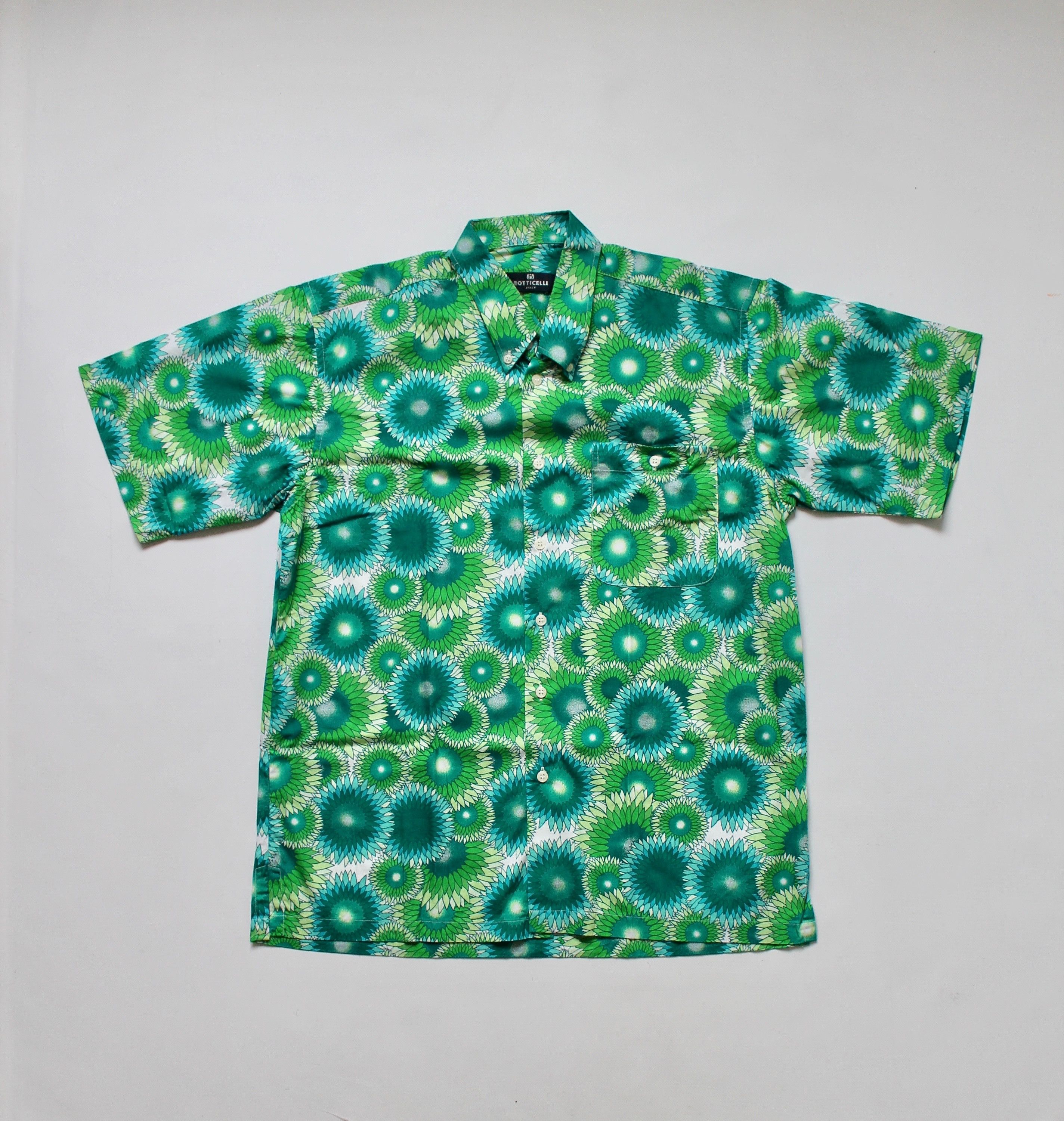 Vintage BOTTICELLI Hawaiian Shirt Floral shirt Green Size US XL / EU 56 / 4 - 2 Thumbnail