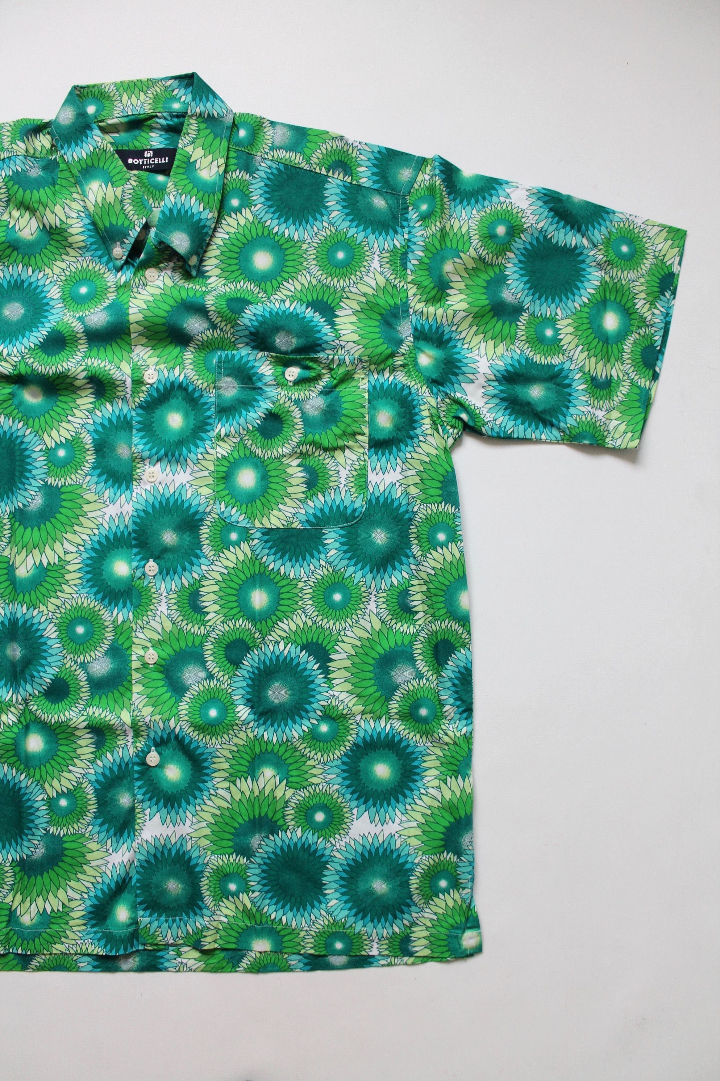 Vintage BOTTICELLI Hawaiian Shirt Floral shirt Green Size US XL / EU 56 / 4 - 4 Thumbnail