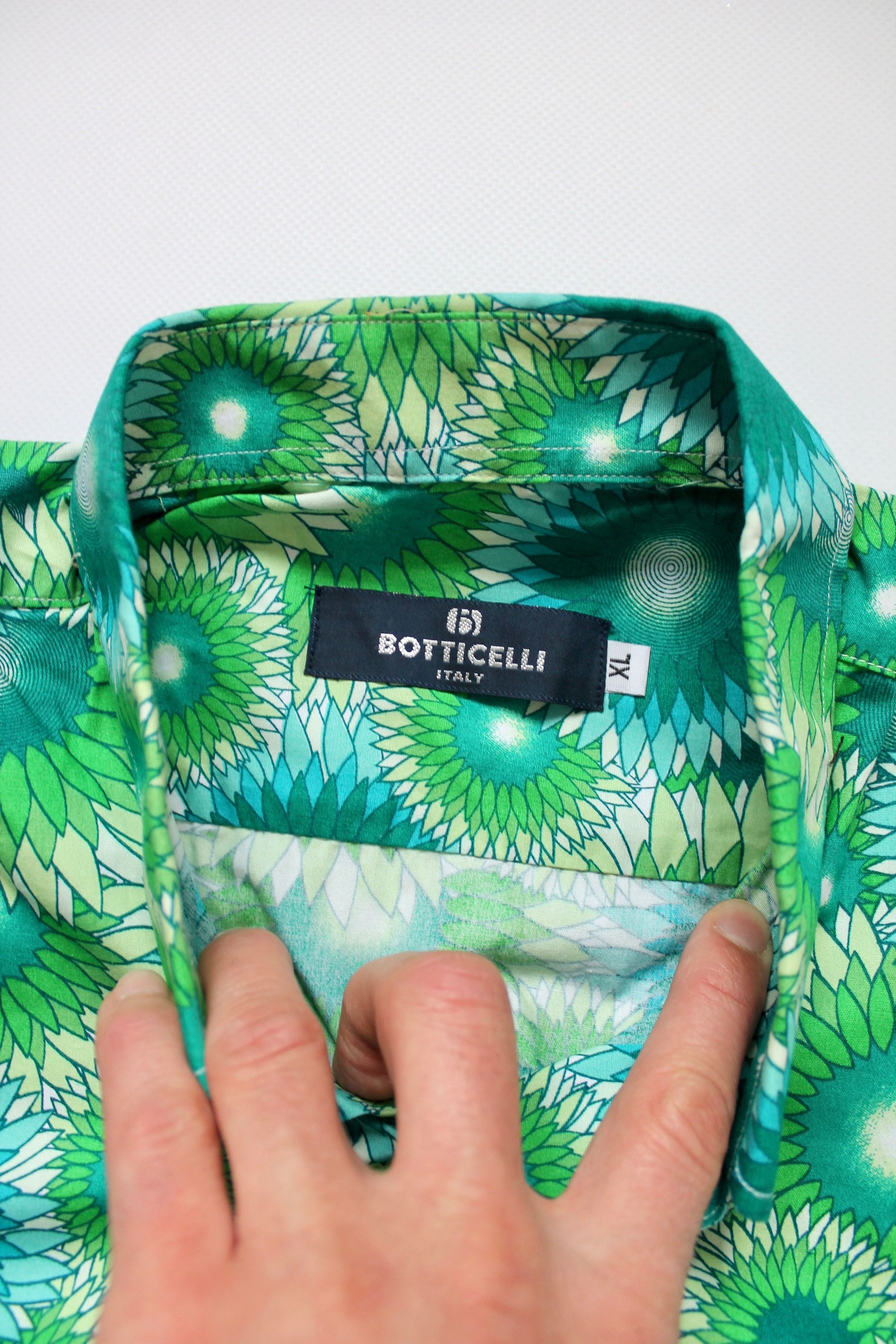 Vintage BOTTICELLI Hawaiian Shirt Floral shirt Green Size US XL / EU 56 / 4 - 3 Thumbnail