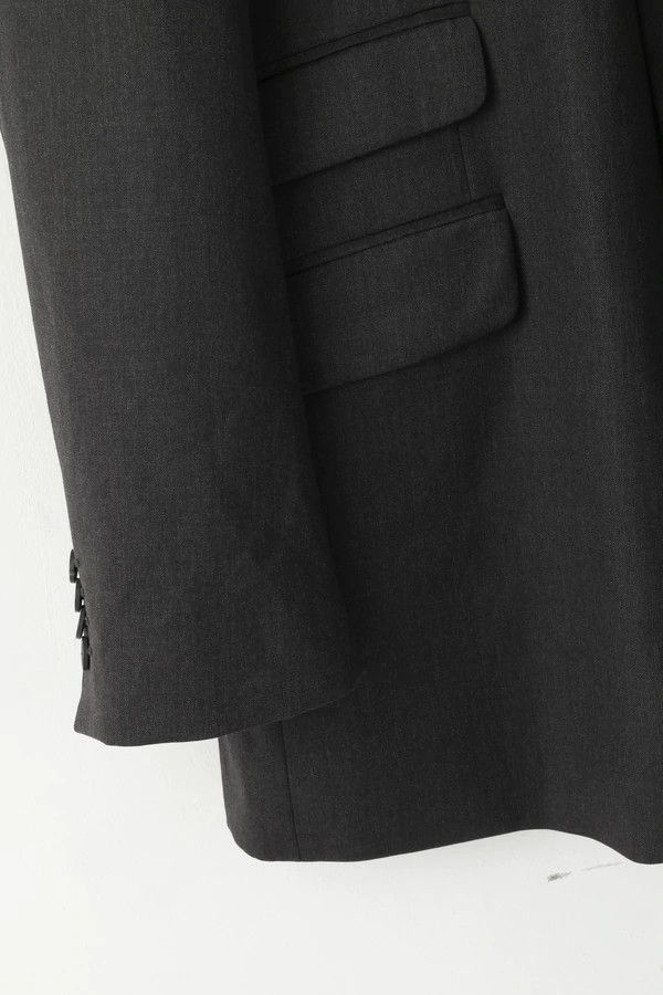 T.M. Lewin TM Lewin Men 48 58 Blazer Charcoal Wool Jacket 6522 Size 48R - 3 Thumbnail