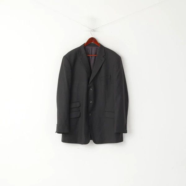 T.M. Lewin TM Lewin Men 48 58 Blazer Charcoal Wool Jacket 6522 Size 48R - 1 Thumbnail