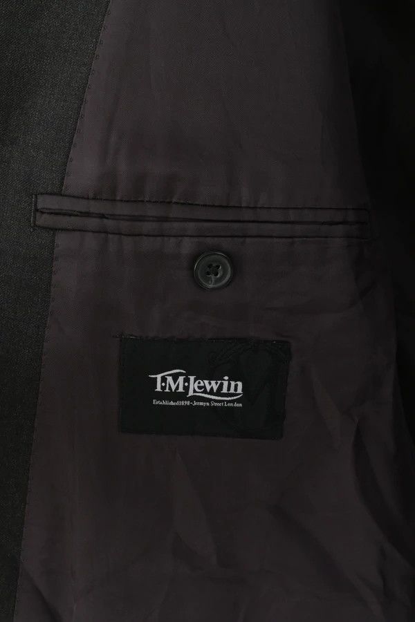 T.M. Lewin TM Lewin Men 48 58 Blazer Charcoal Wool Jacket 6522 Size 48R - 4 Thumbnail
