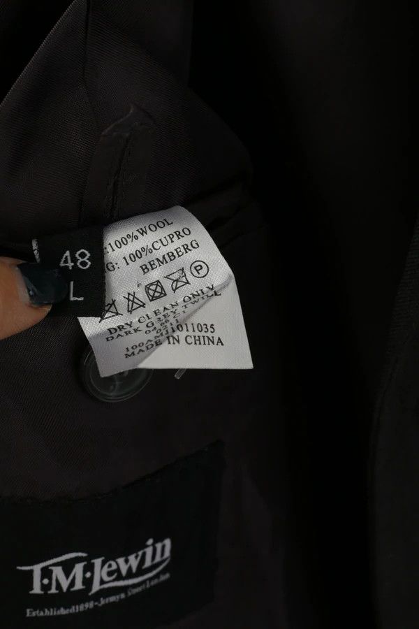T.M. Lewin TM Lewin Men 48 58 Blazer Charcoal Wool Jacket 6522 Size 48R - 5 Thumbnail